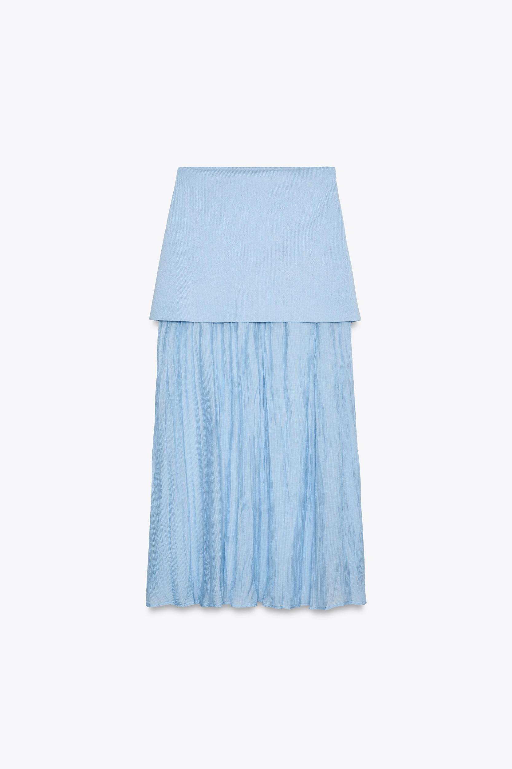 MIXED PLEATED KNIT SKIRT Product Image