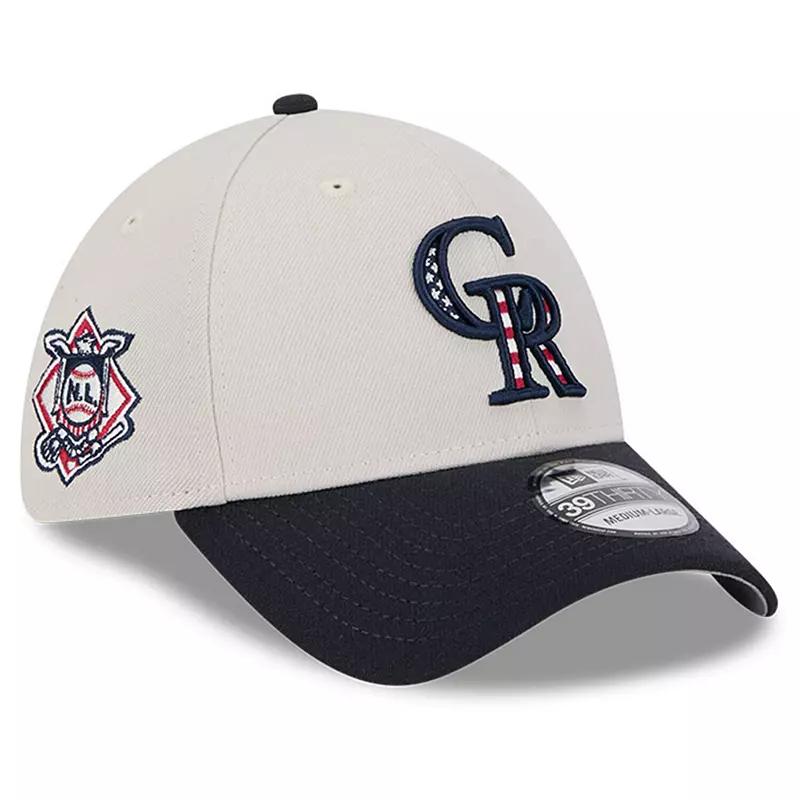Men's New Era  Khaki/Black Colorado Rockies 2024 Fourth of July 39THIRTY Flex Hat, Size: Large/XL, Beig K Product Image