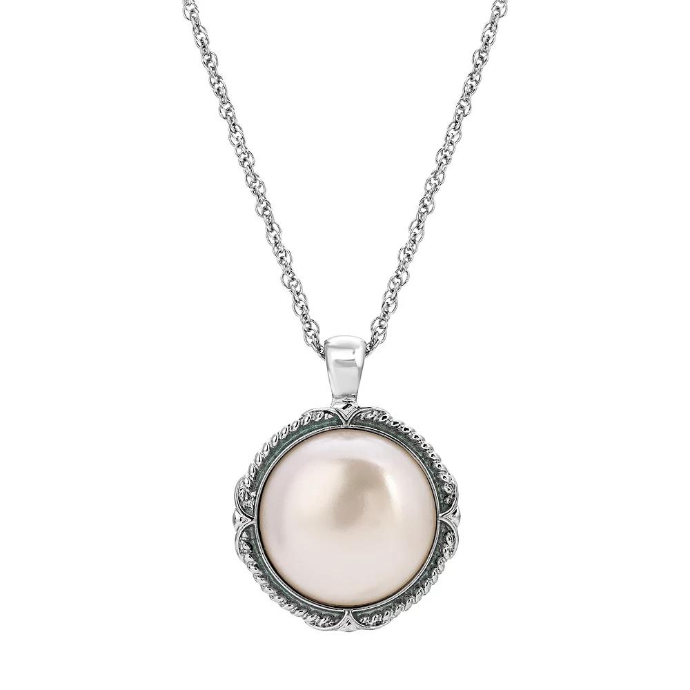1928 Round Stone Pendant Necklace, Women's, White Product Image