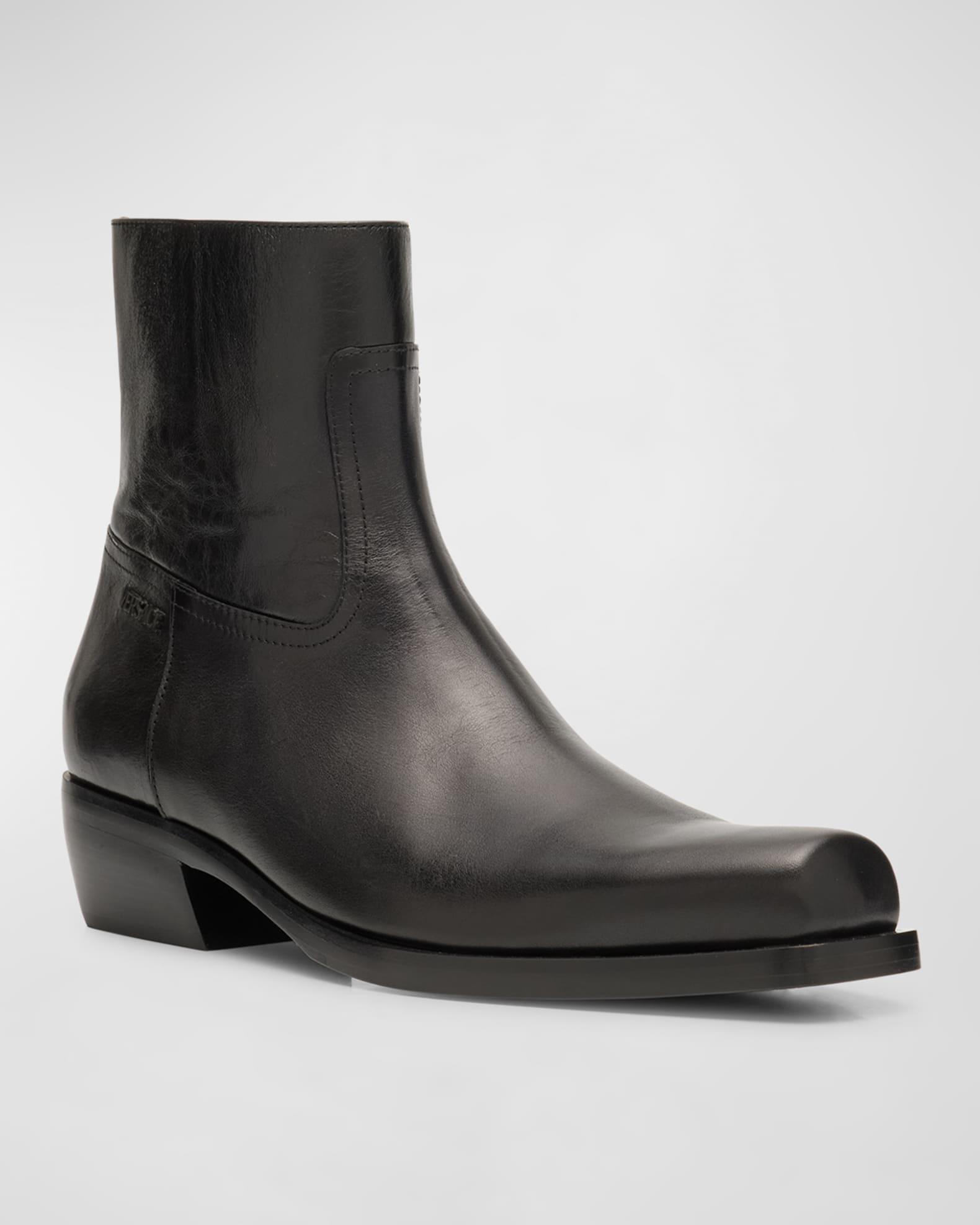 Men's Square-Toe Leather Ankle Boots Product Image