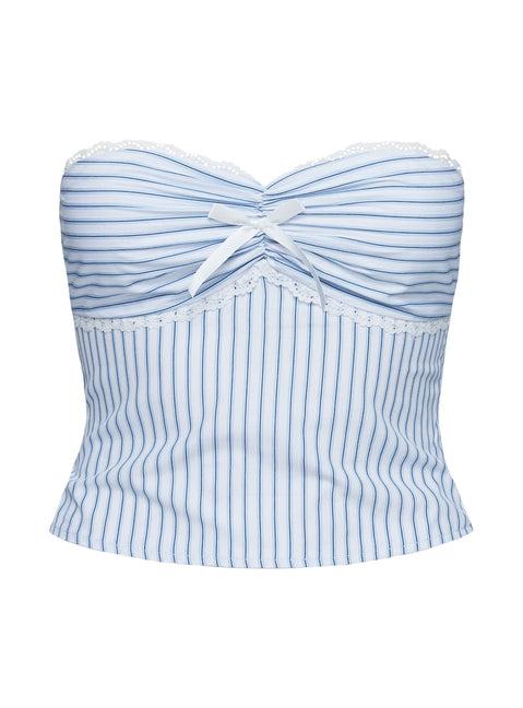 Into The Groove Strapless Top Blue Stripe Product Image