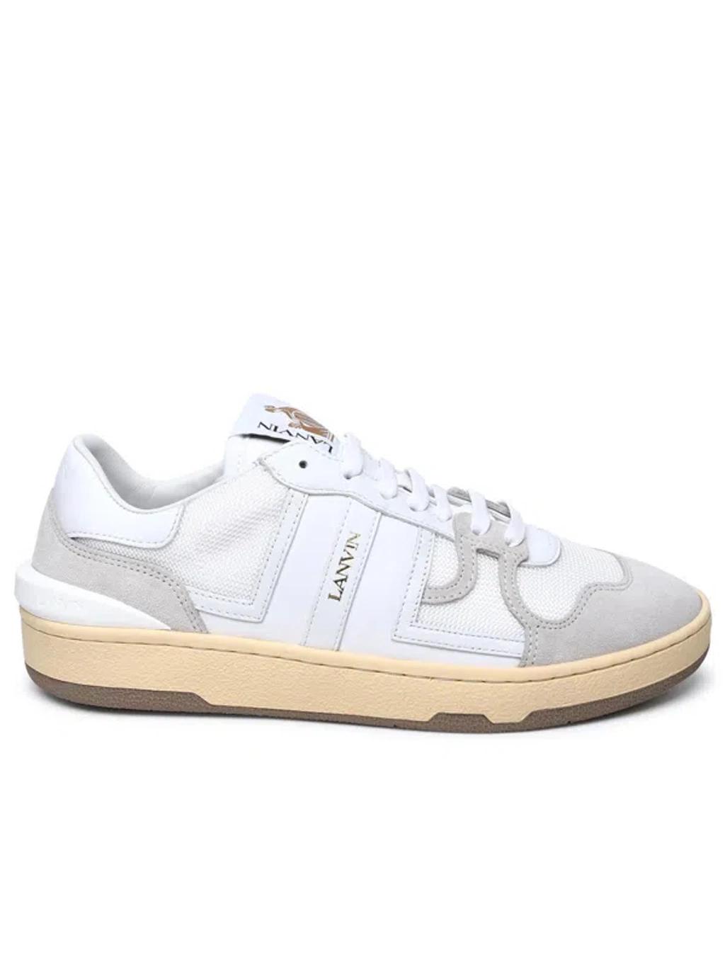 LANVIN Mesh And Leather Clay Sneakers With In White Product Image