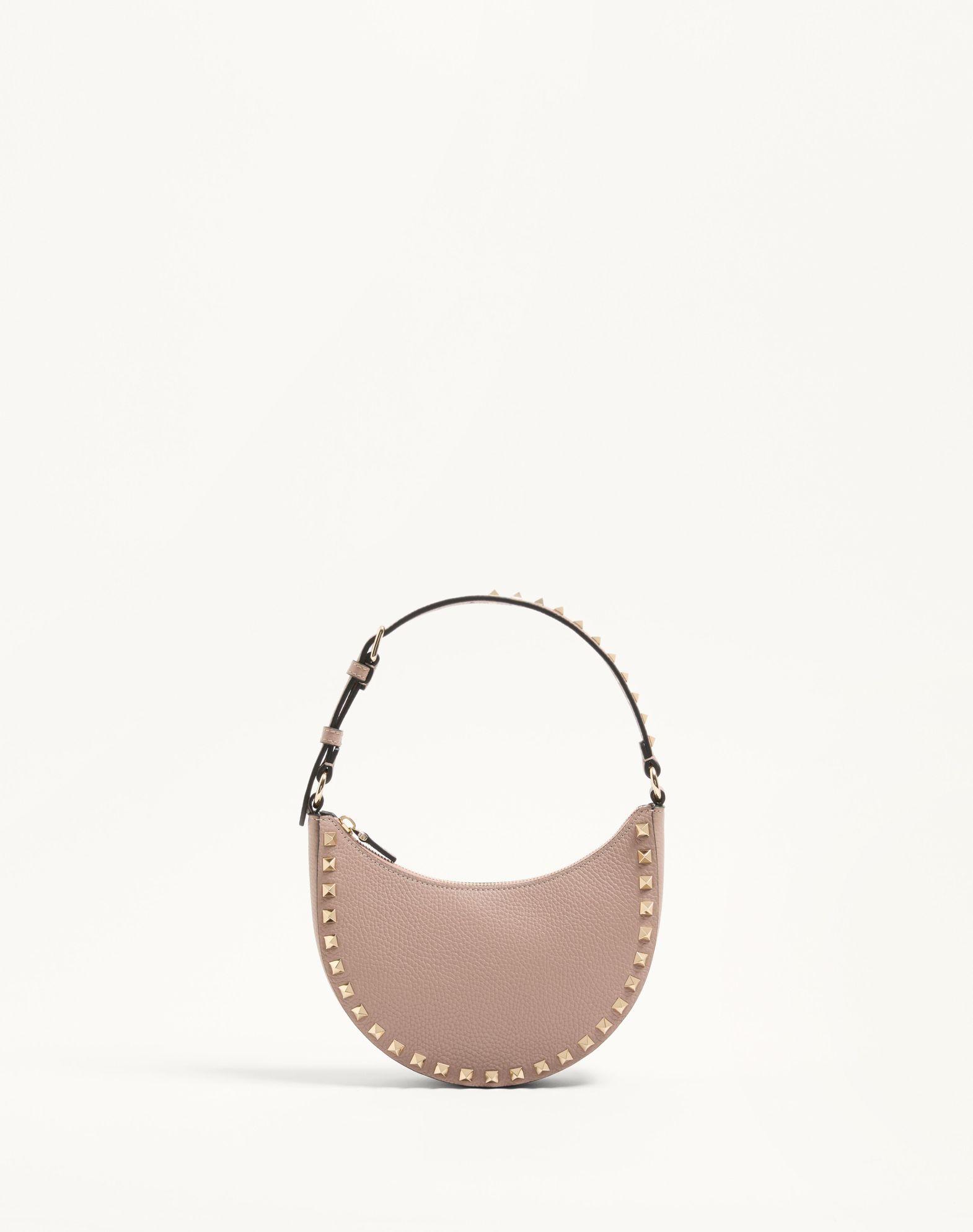 Mini Rockstud Hobo Bag In Grainy Calfskin Product Image