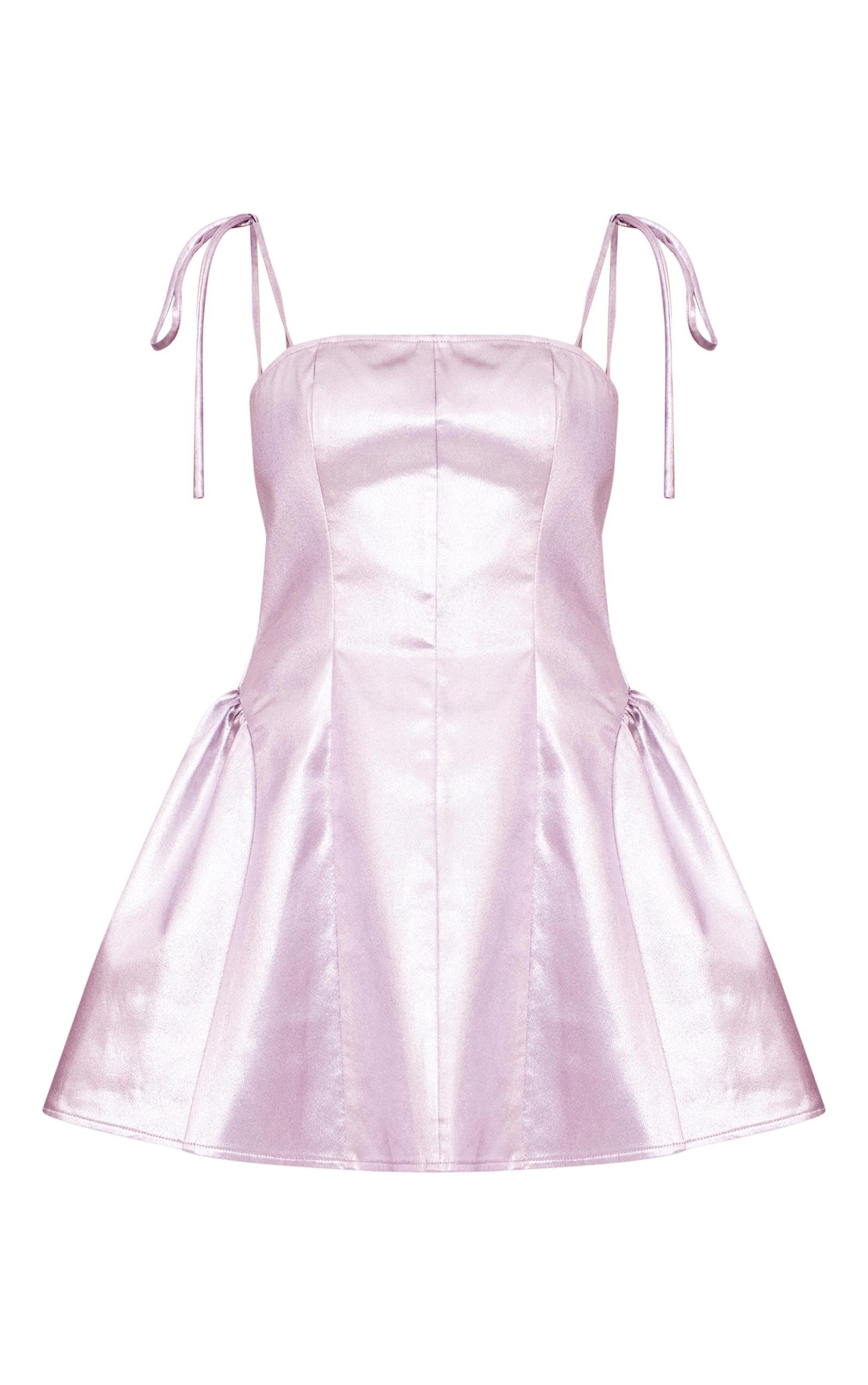 Pink Metallic Mini Skater Dress Product Image