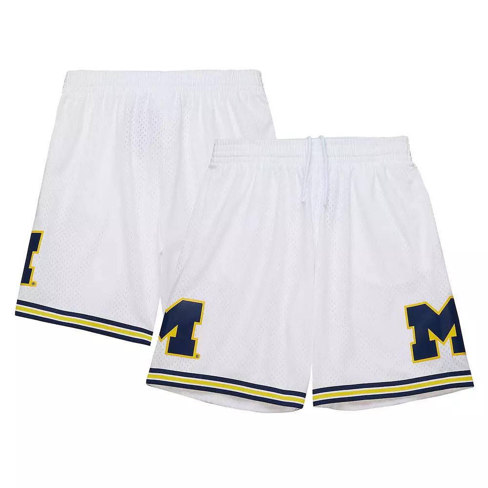 Men's Mitchell & Ness White Michigan Wolverines 1991/92 Throwback Jersey Shorts, Size: Medium Product Image