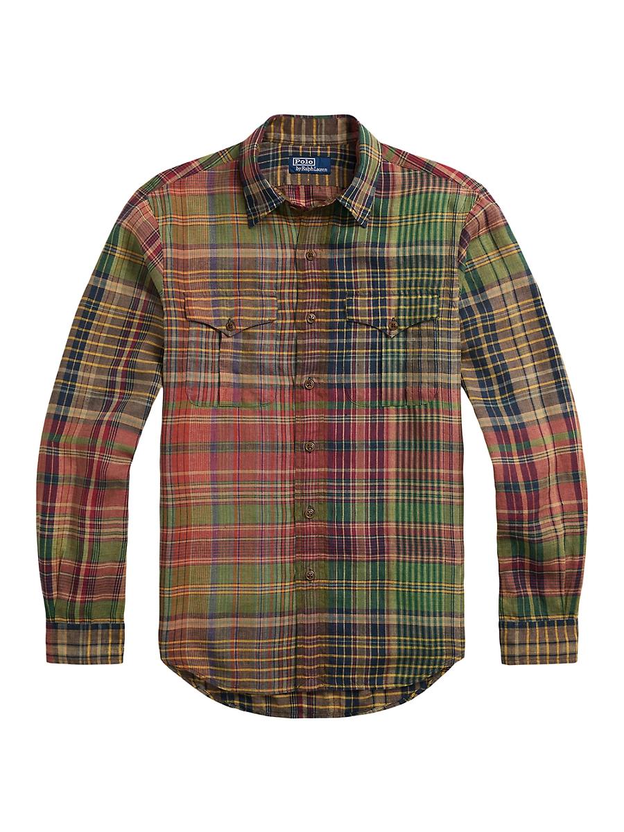 Mens Check Linen Shirt Product Image