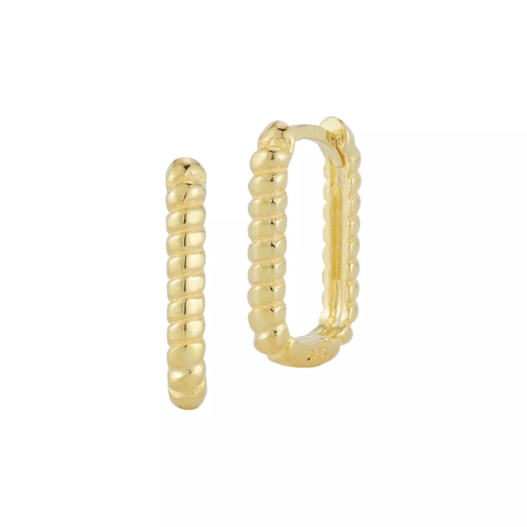 Sunkissed Sterling Square Oval Twist Huggie Hoop Earrings, Women's, Gold Tone Product Image