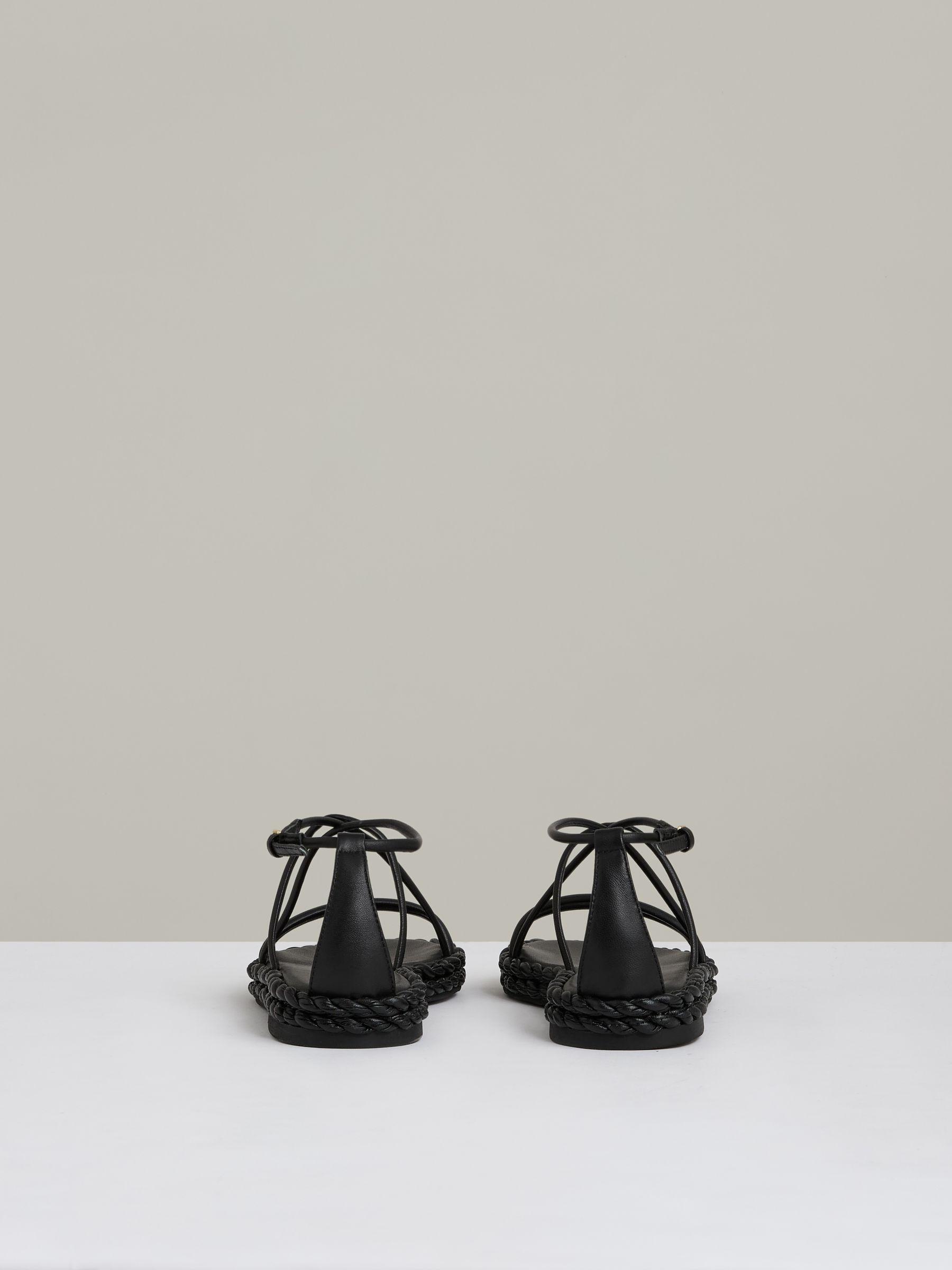Leather Braided Flat Sandals in Black Product Image