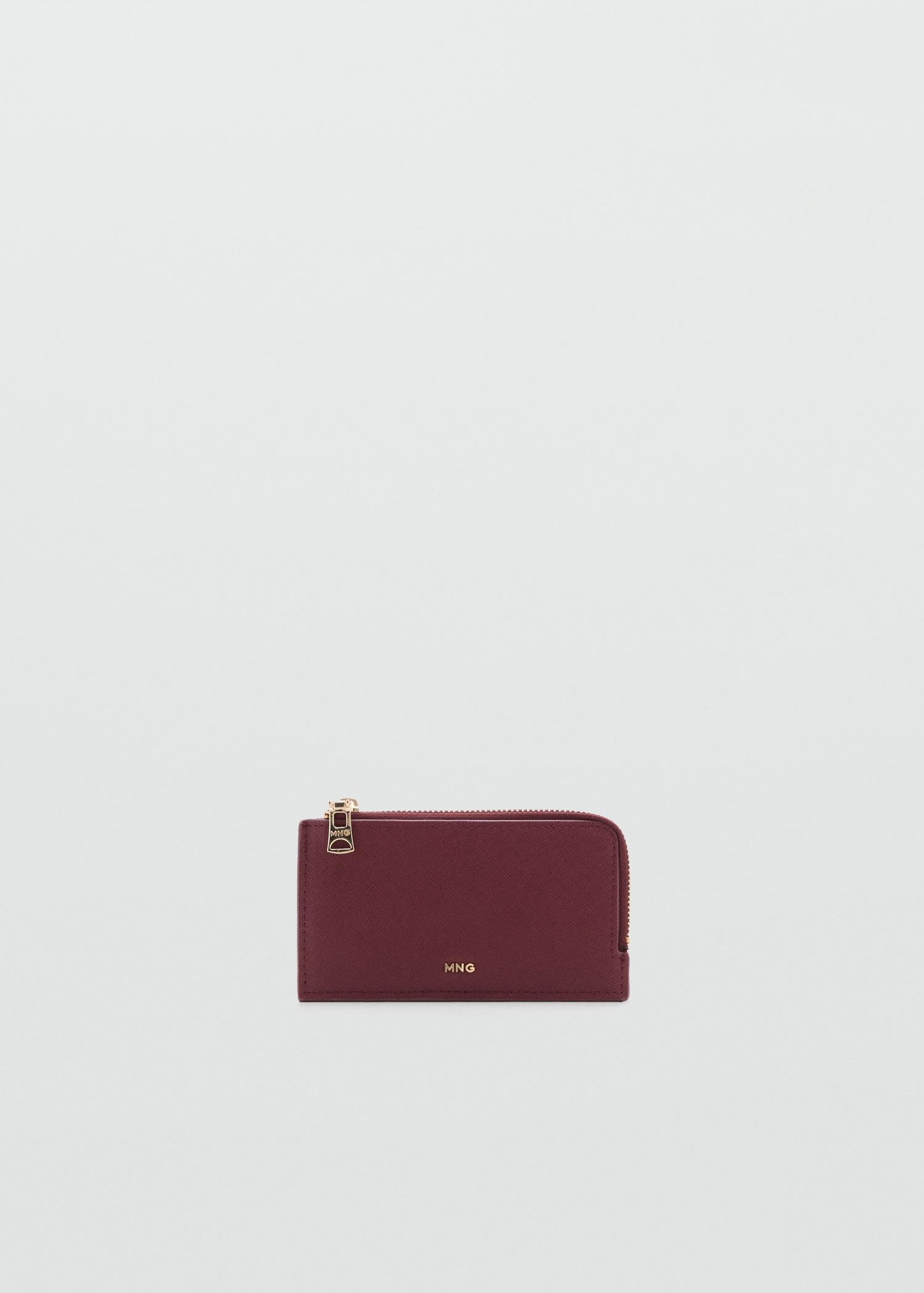 Saffiano-effect card holder with zipper - Women | MANGO USA Product Image