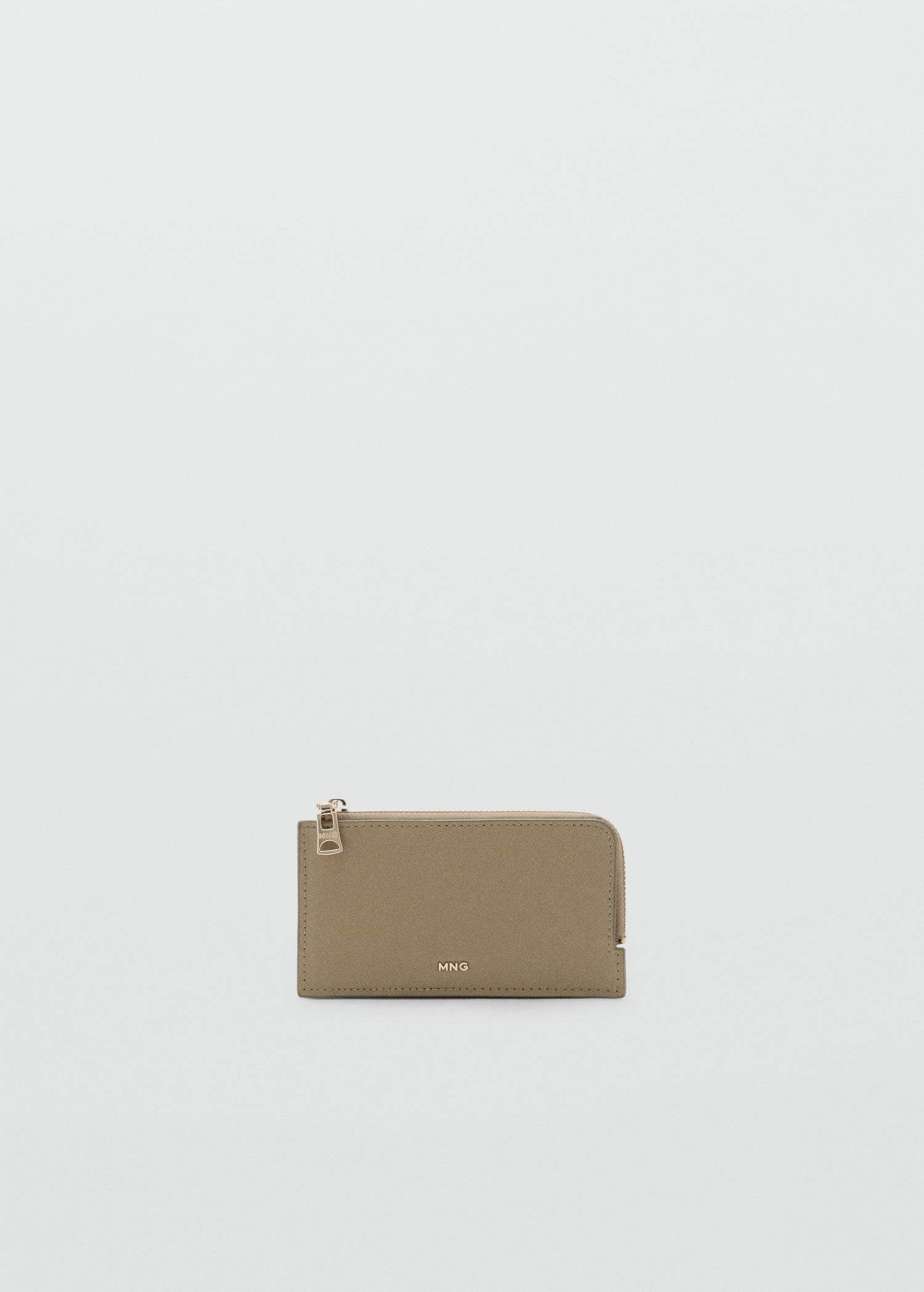 Saffiano-effect card holder with zipper - Women | MANGO USA Product Image