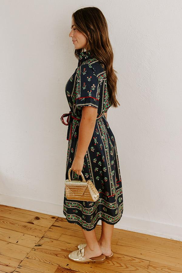 Rosewood Fields Floral Midi Dress in Navy Product Image