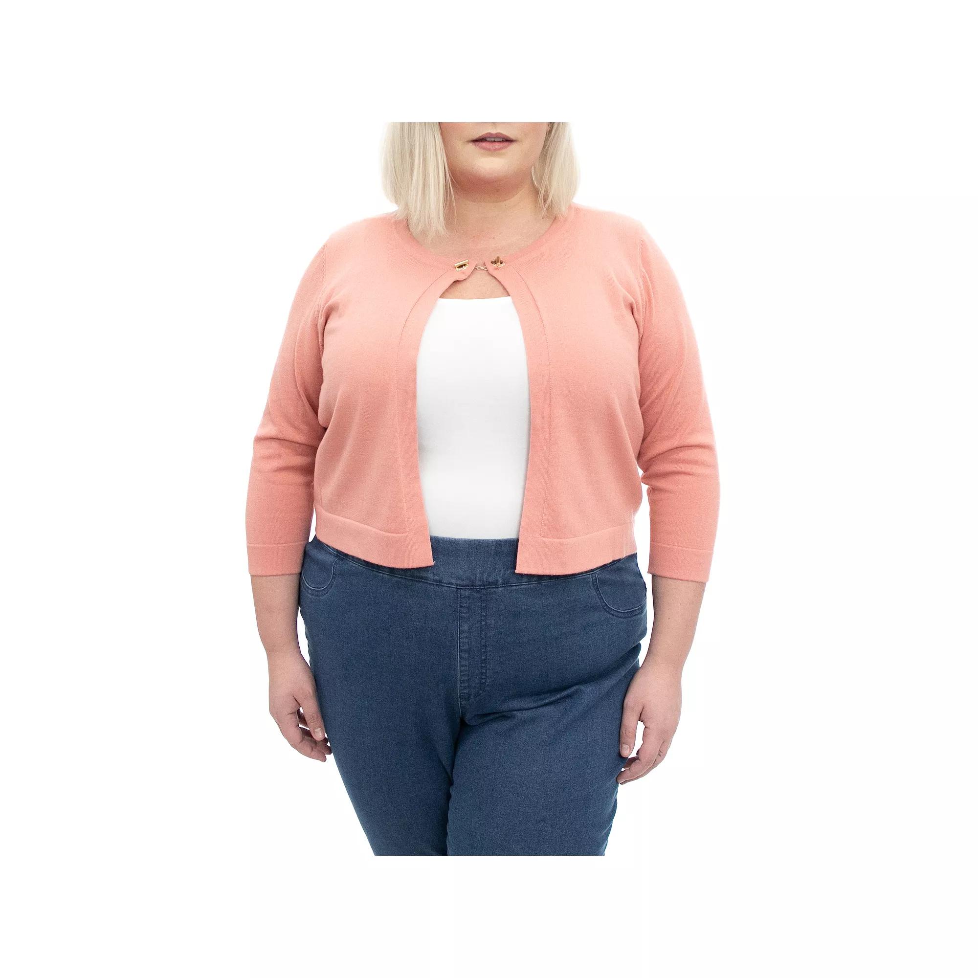 Plus Size Nina Leonard Crop Bolero, Women's, Size: 2XL, Rouge Product Image