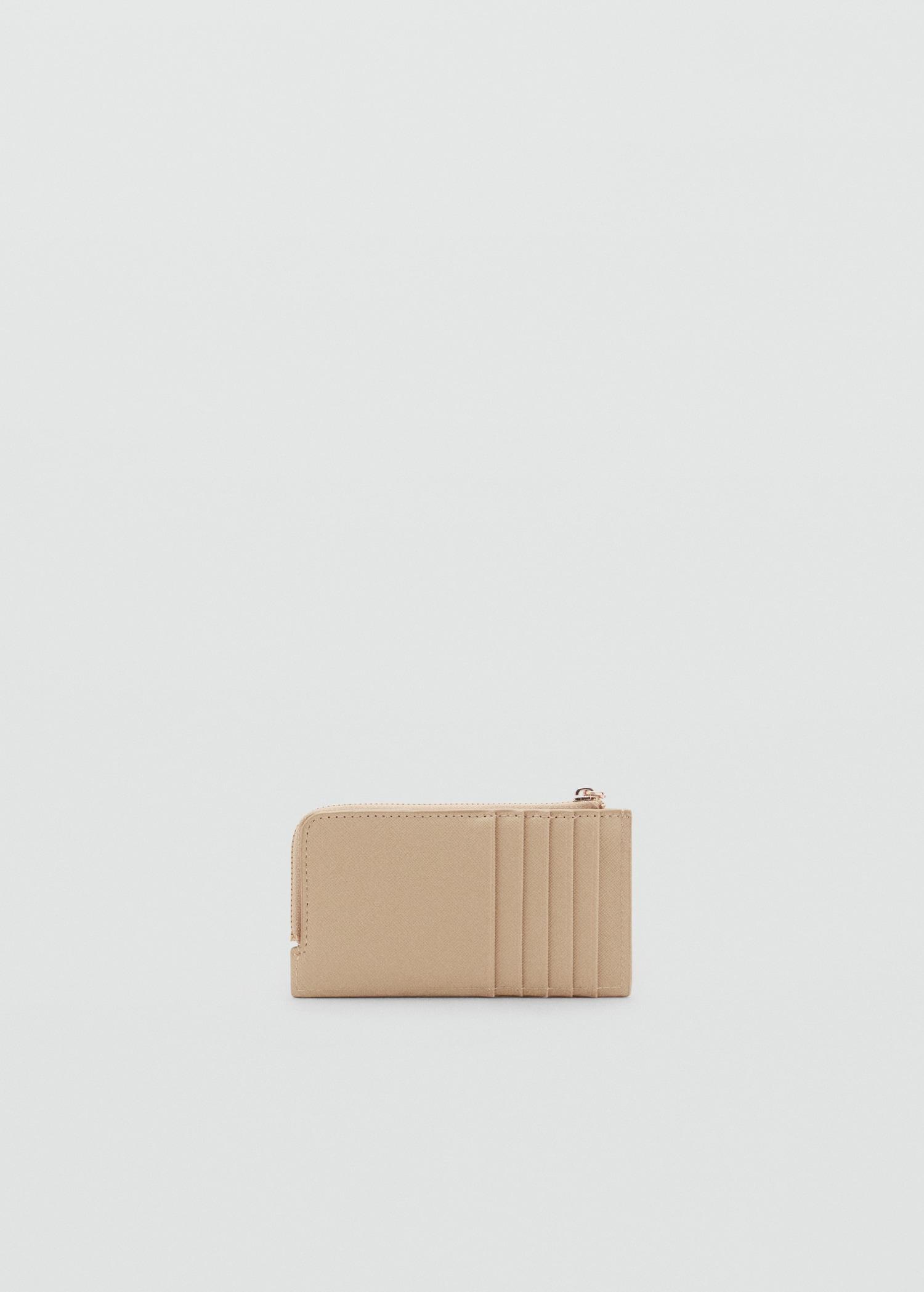 Saffiano-effect card holder with zipper - Women | MANGO USA Product Image