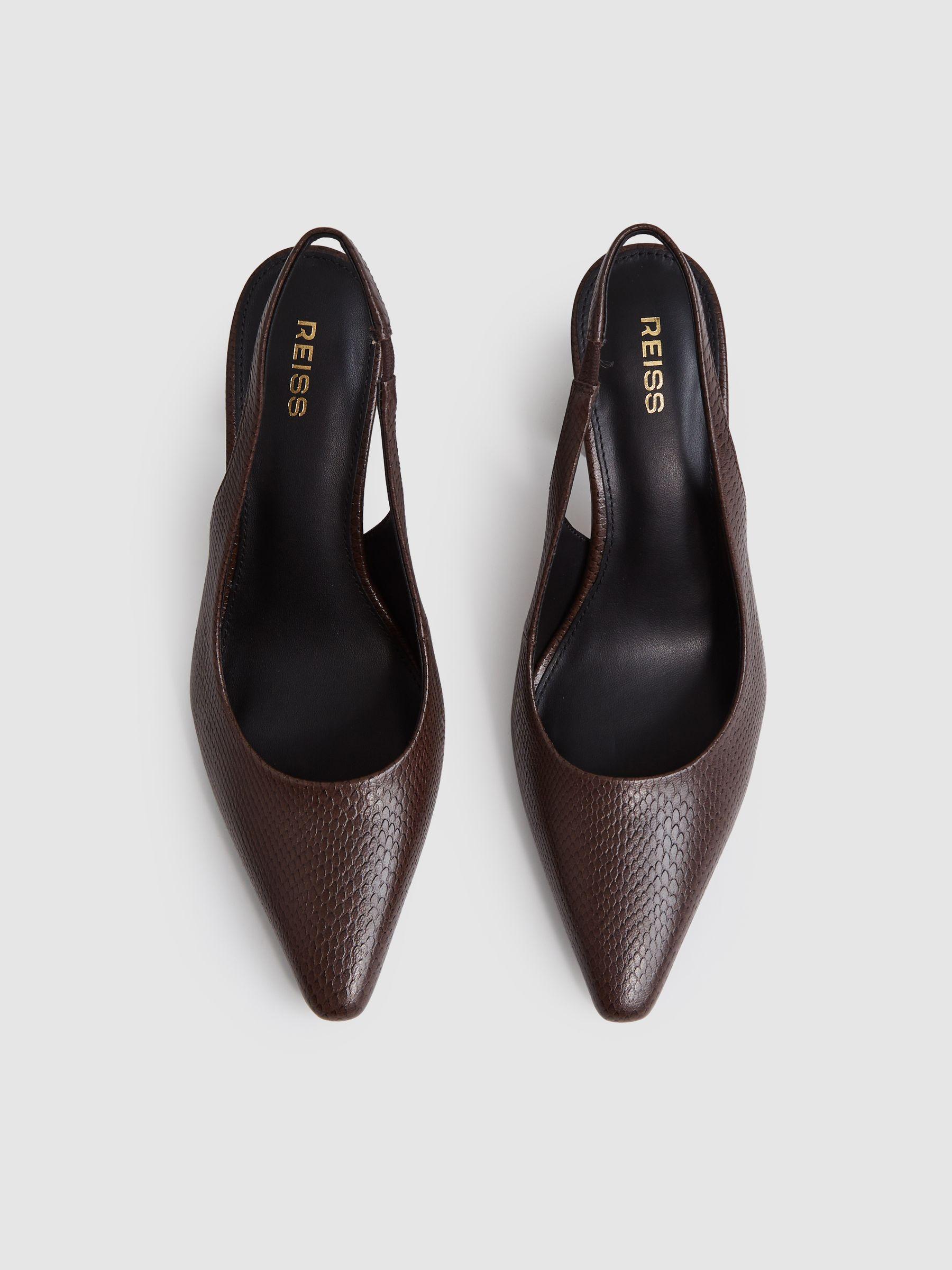 Leather Slingback Court Shoes in Chocolate Product Image