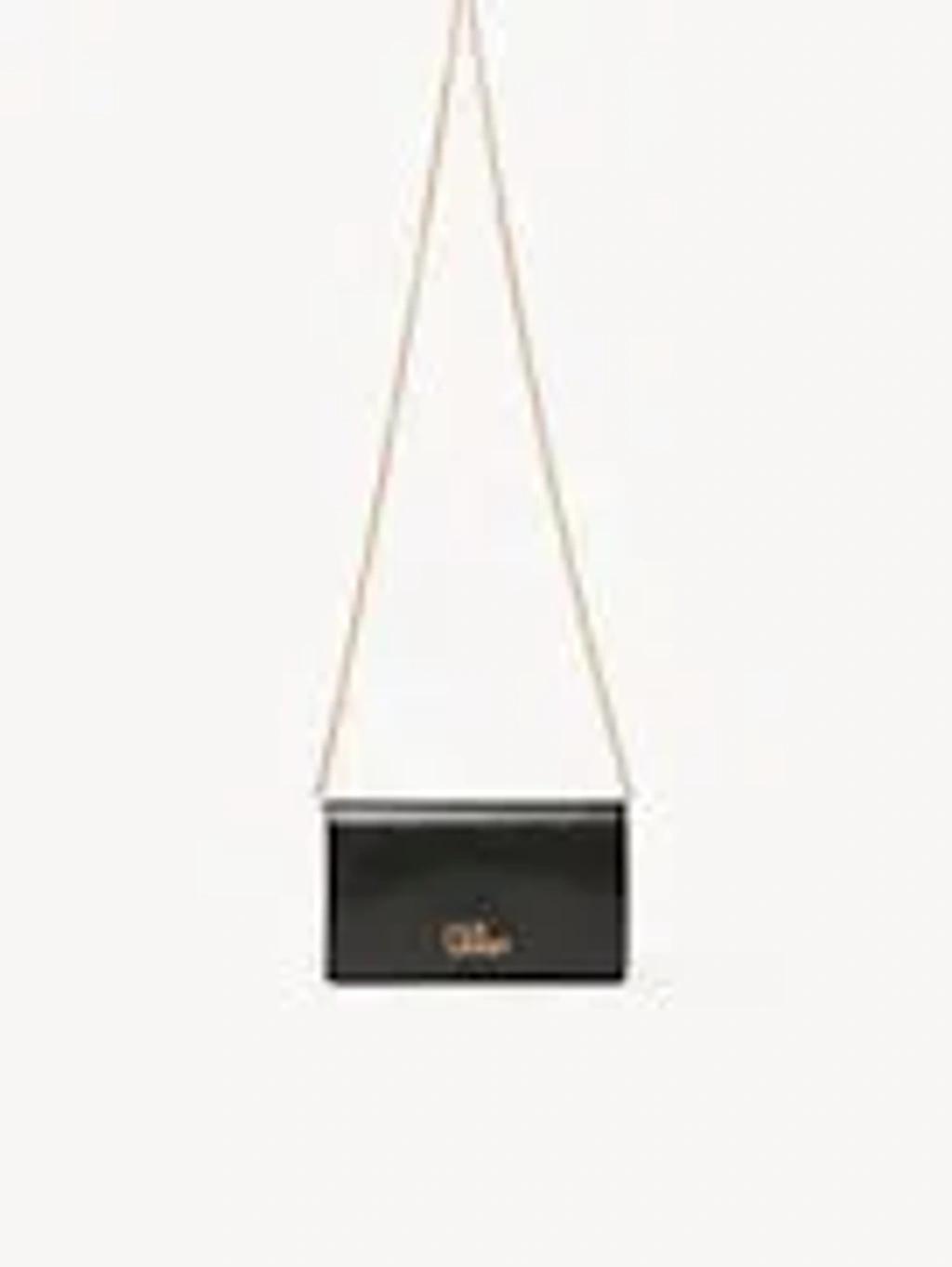CHLOÉ Iconic Flap Wallet On Chain In Shiny Calfskin In Black Product Image