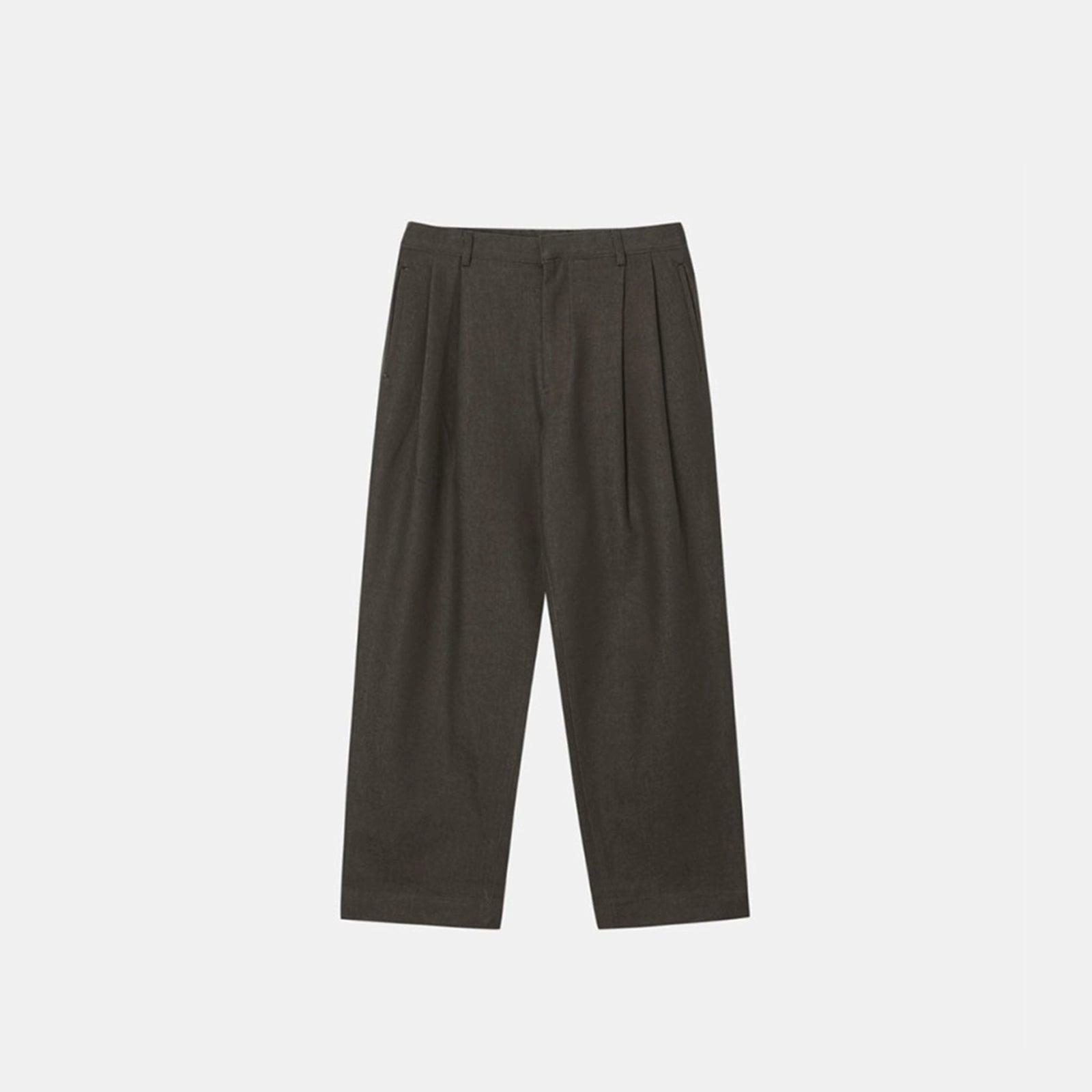 RT No. 10927 FOLDED PLEATED STRAIGHT PANTS Product Image