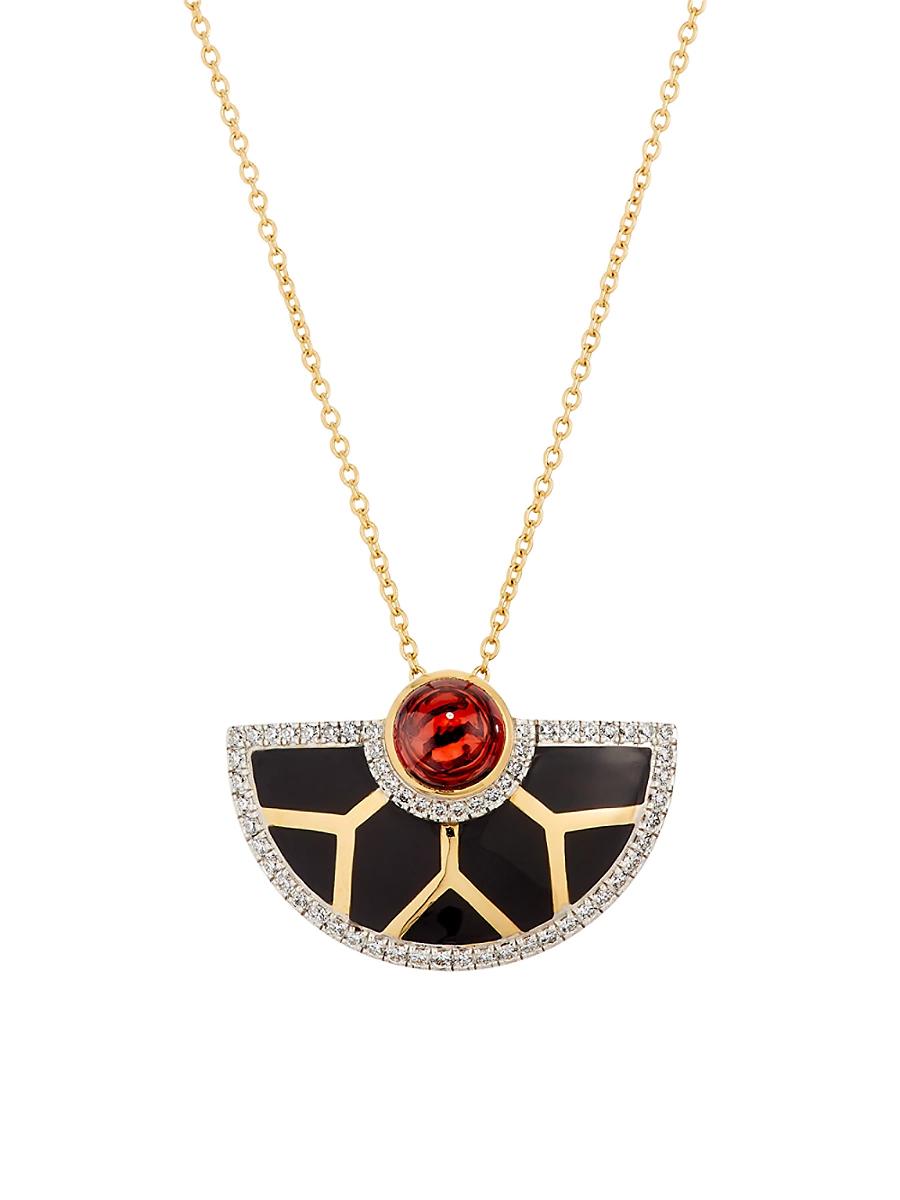 Womens Nimi 18K Yellow Gold, Enamel & 0.42 TCW Diamond Pendant Necklace Product Image