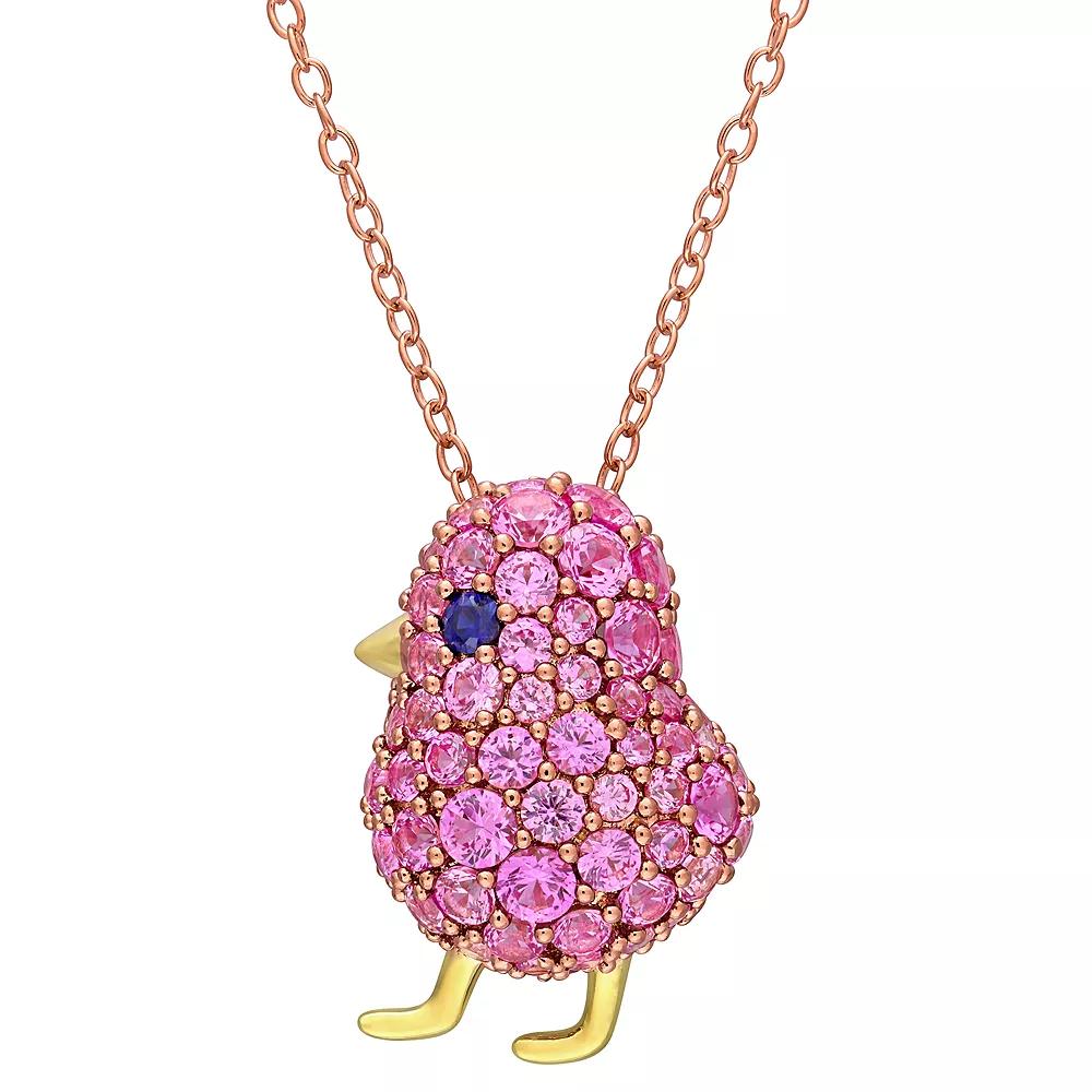 Stella Grace Sterling Silver 2 3/8 Carat T.W. Lab-Created Pink Sapphire Chick Pendant, Women's,  Product Image