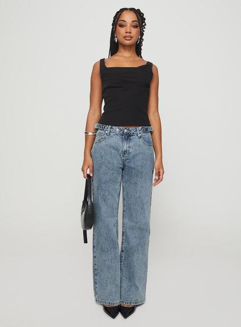 Sidle Low Rise Straight Leg Jeans Light Wash Product Image