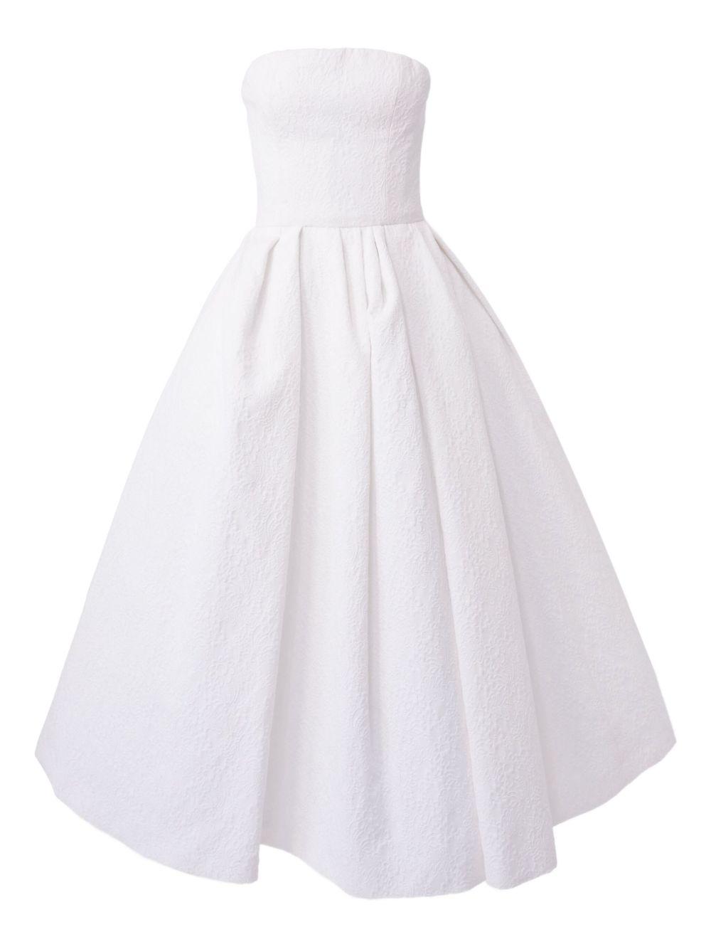 CAROLINA HERRERA Strapless Brocade Midi Dress In White Product Image