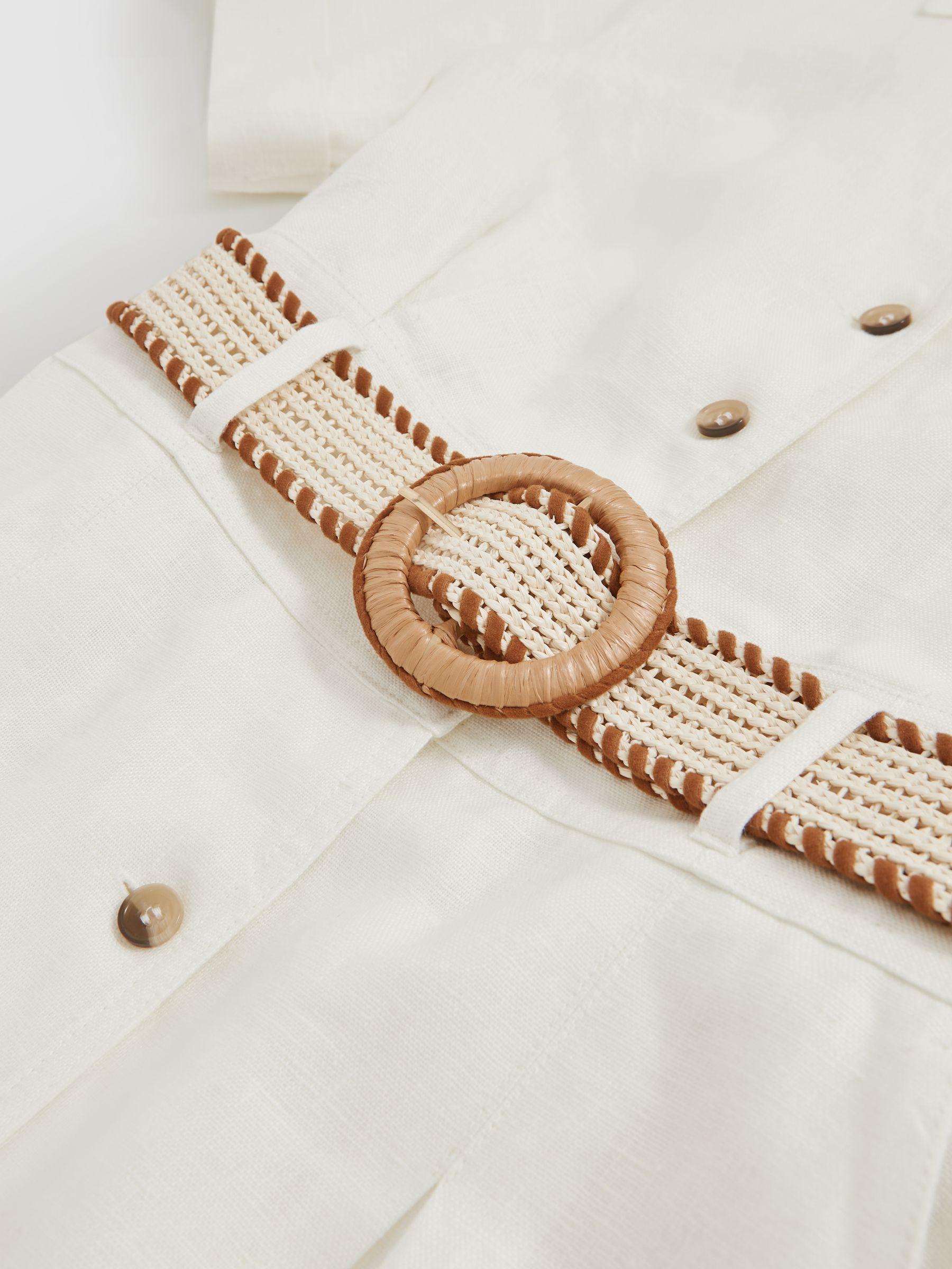 Petite Linen Belted Midi Shirt Dress in Ivory Product Image