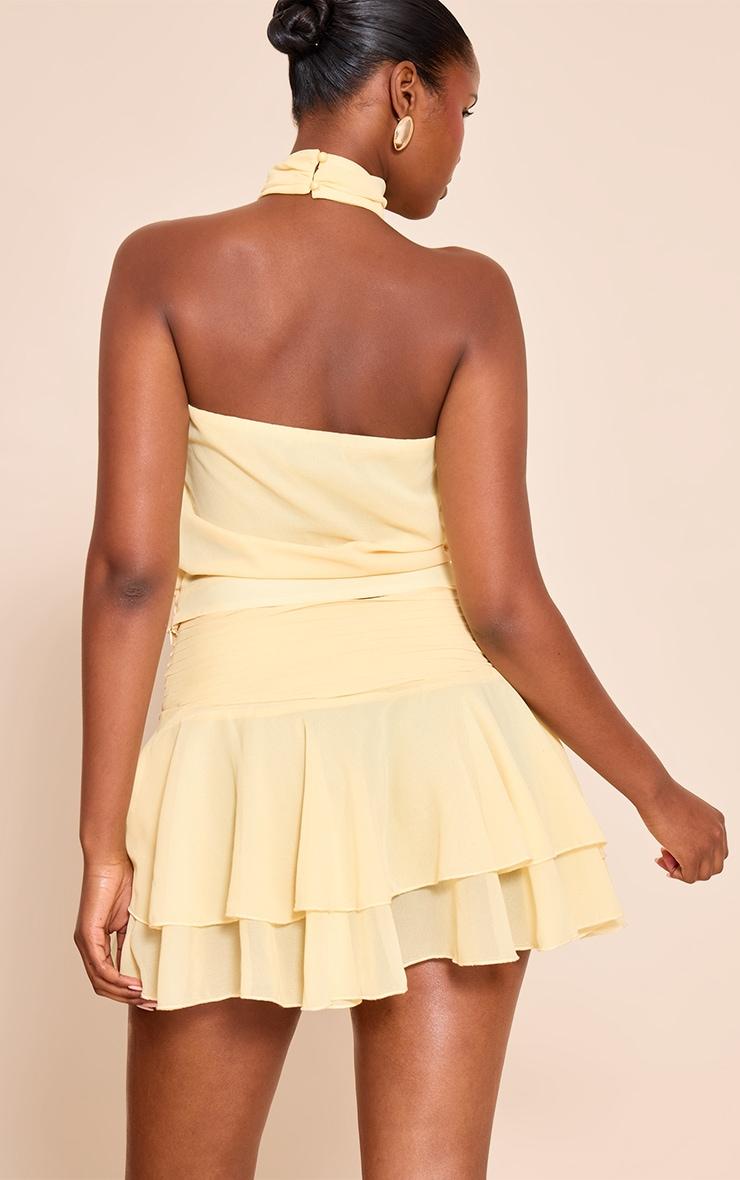  Lemon Chiffon Ruched High Neck Top Product Image