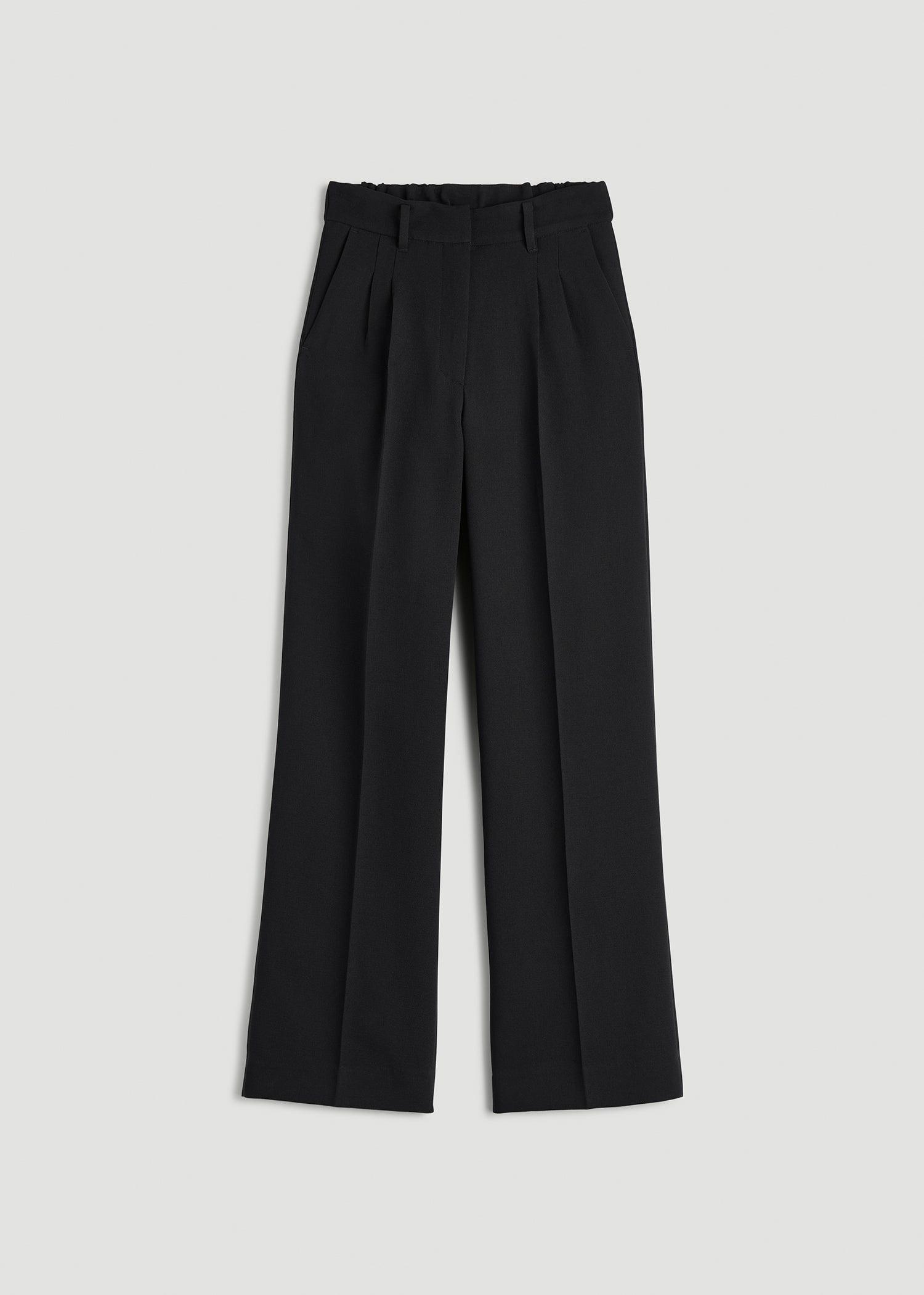 Wide Leg Pleated Dress Pants 2.0 for Tall Women in Black Female Product Image