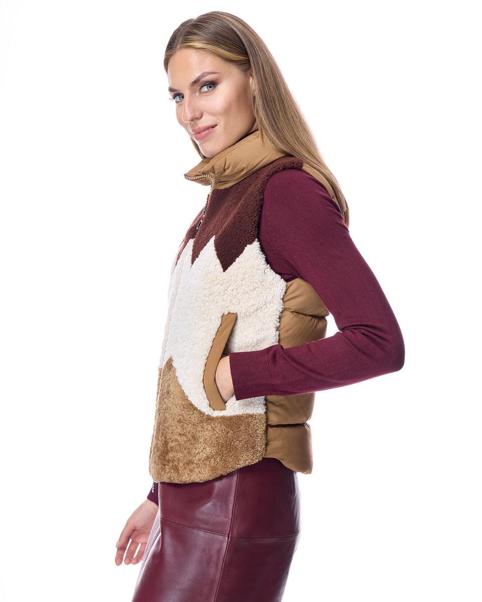Shearling Lamb Vest with Nylon Puffer Back Product Image