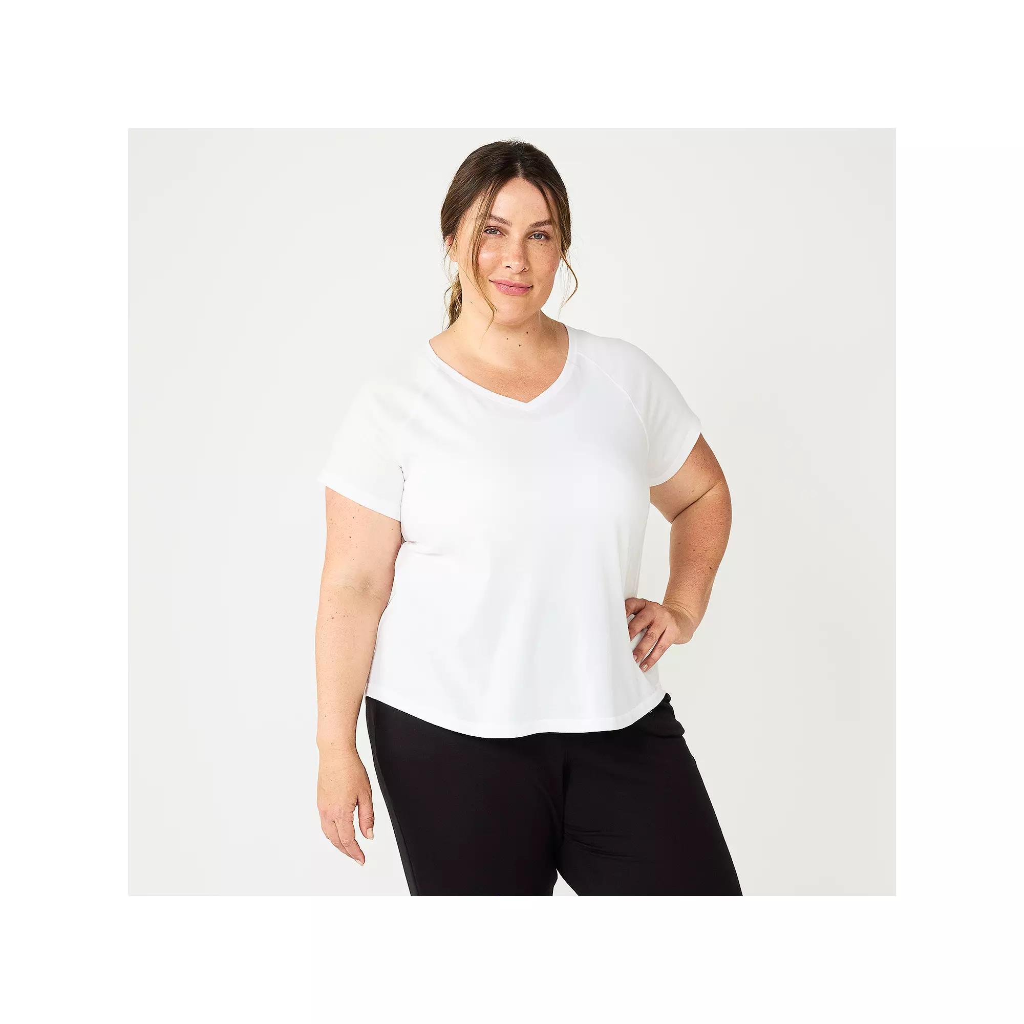 Plus Size Tek Gear® Core V-Neck Tee, Women's, Size: 2XL, Modern White Product Image