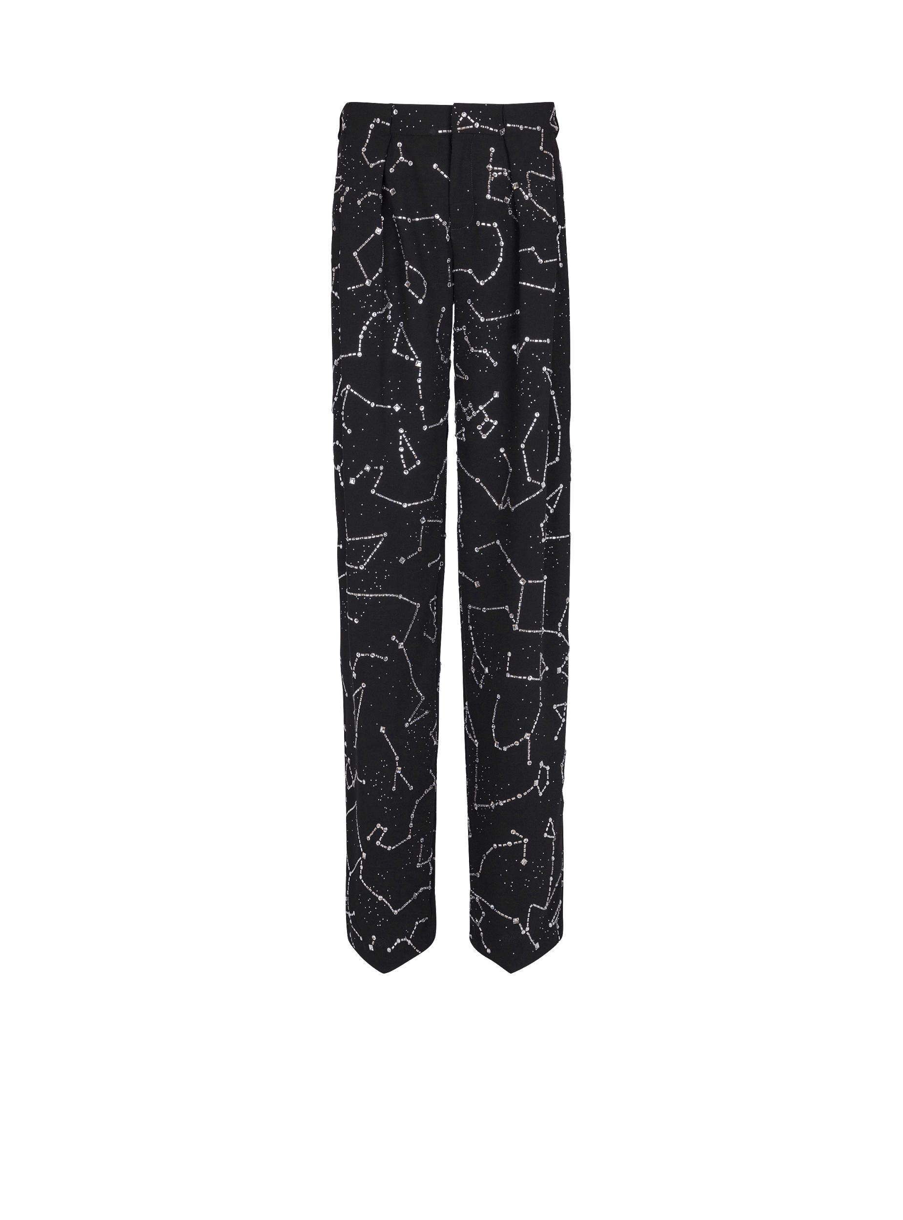 Crepe trousers with rhinestone Constellation motif Product Image