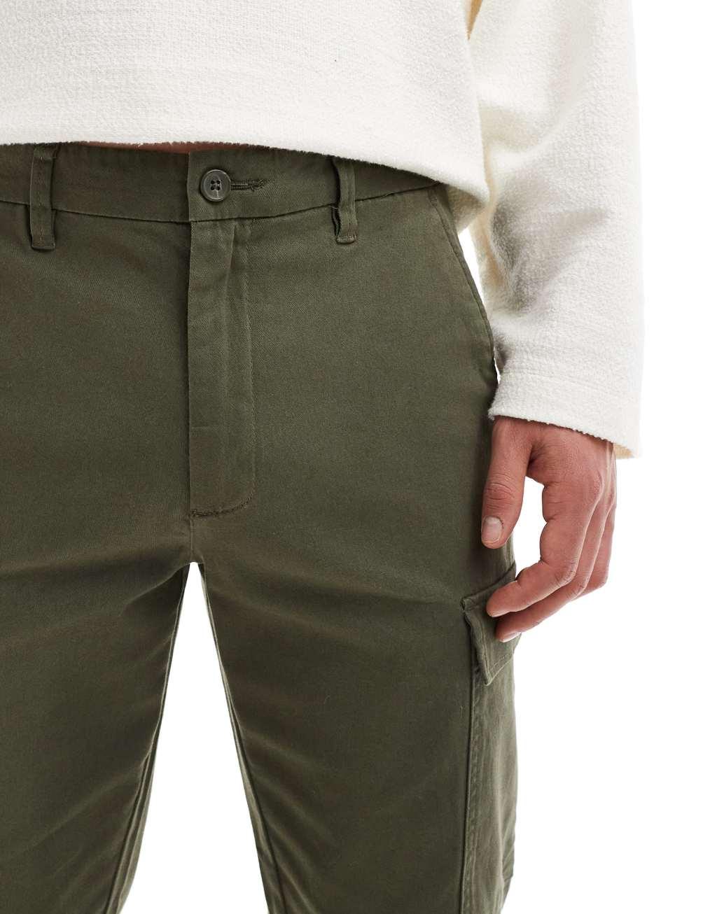 ONLY & SONS straight fit cargo pants in olive Product Image