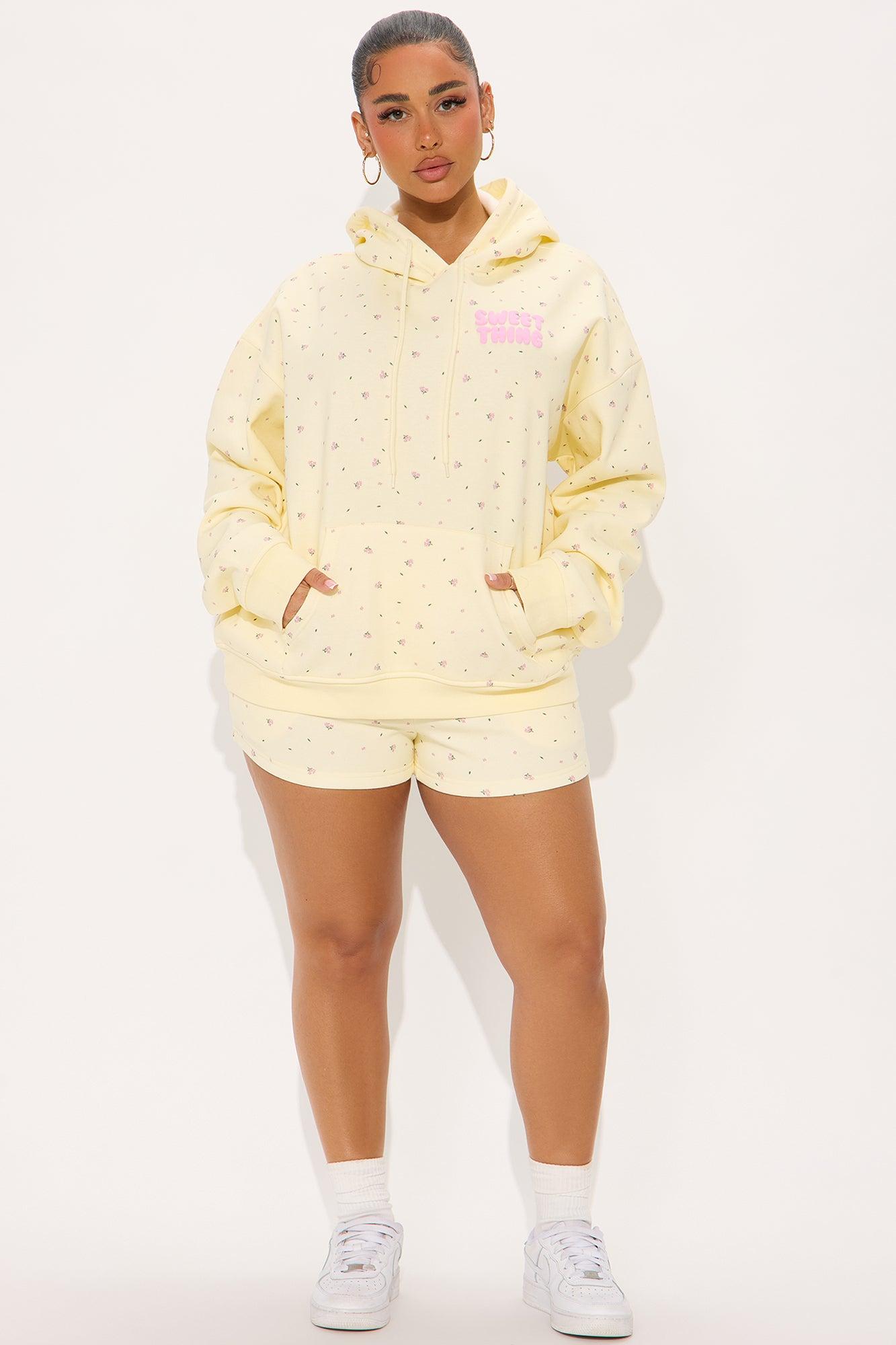 Happy Life  Ditsy Floral Sweatshort Set - Cream/combo Female Product Image