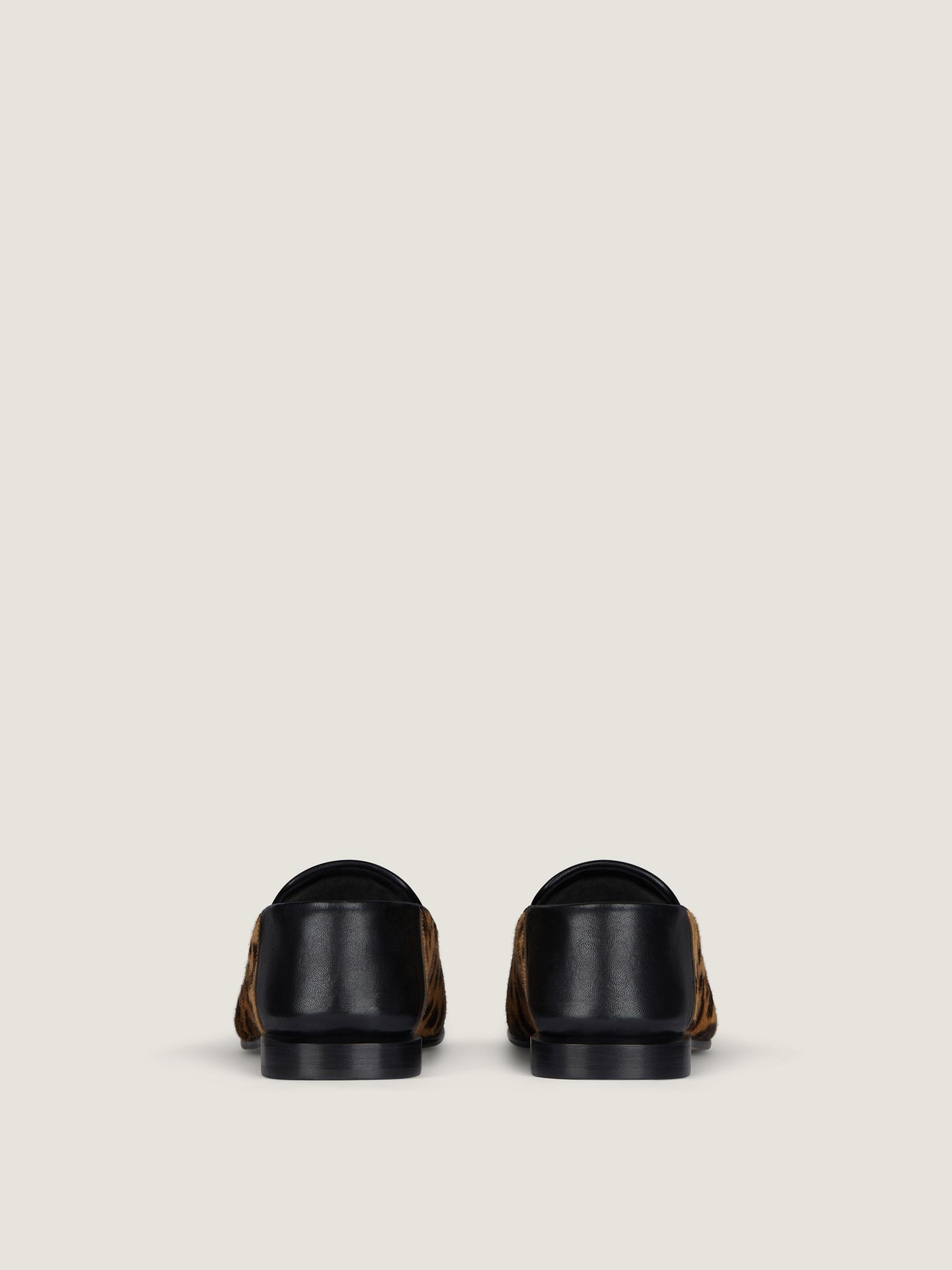 Label loafers in pony effect leather with leopard pattern Product Image