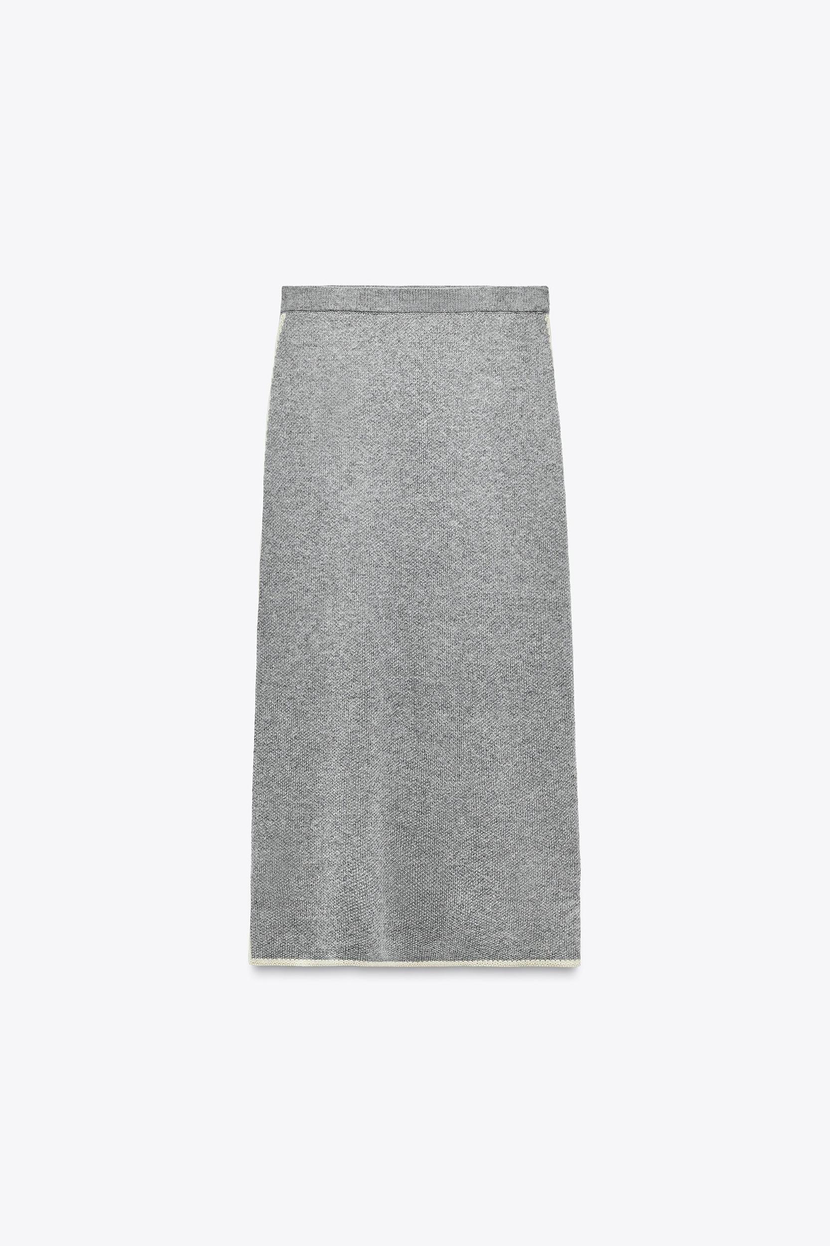 CONTRASTING PIPING KNIT MIDI SKIRT Product Image