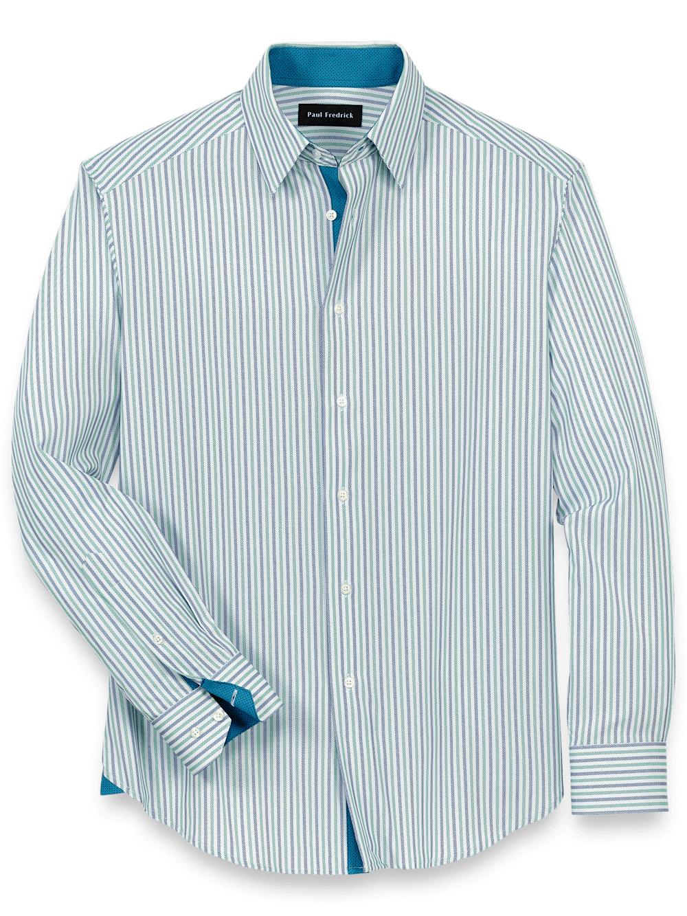 Performance Stretch Stripe Casual Shirt - Blue/green Product Image