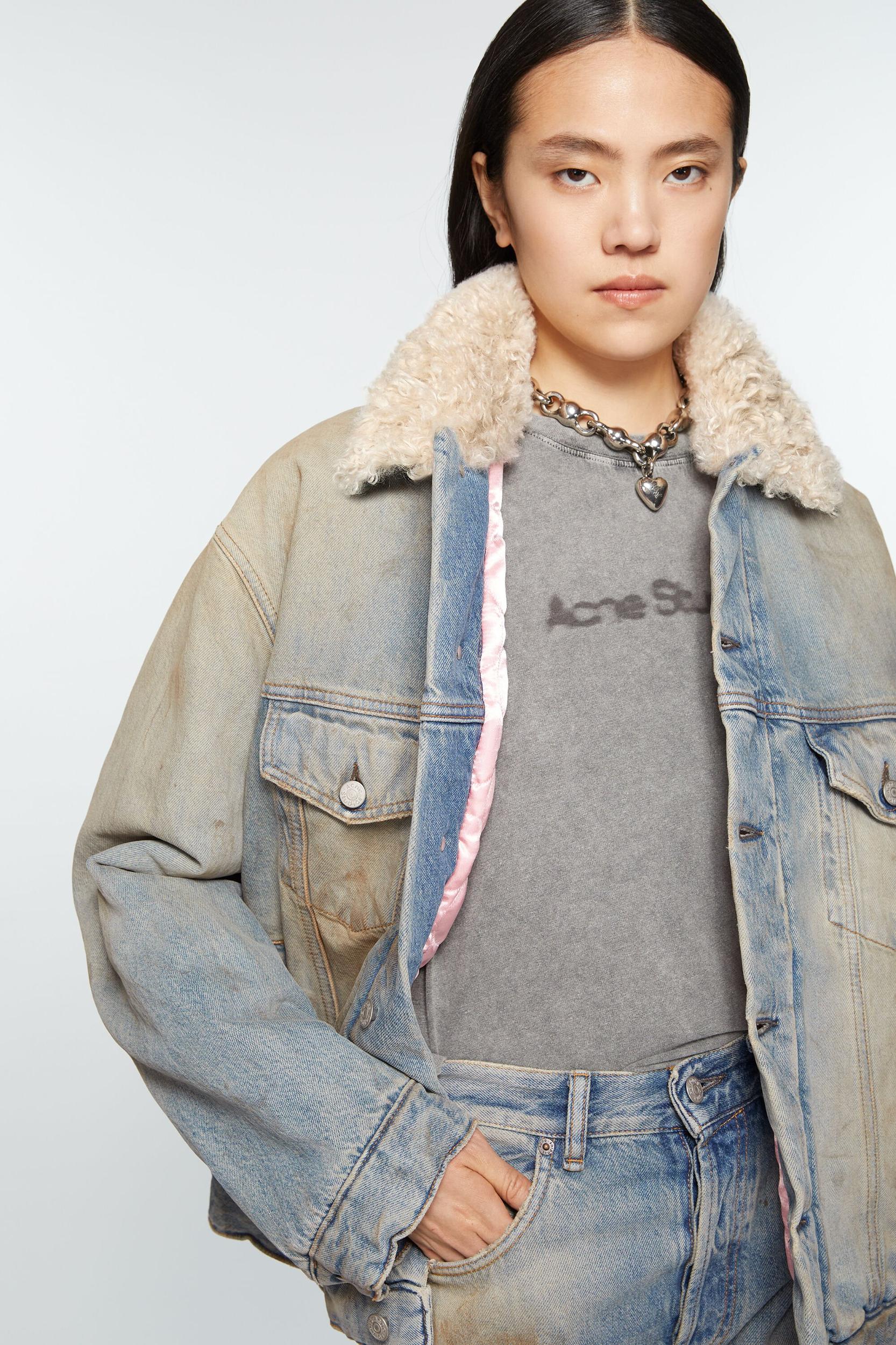 Denim fur trim jacket - Oversized fit Product Image