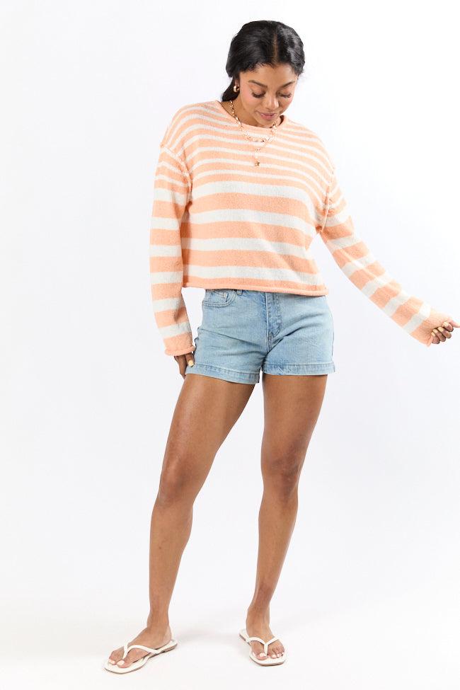 All Decked Out Orange Lightweight Striped Sweater SALE Product Image