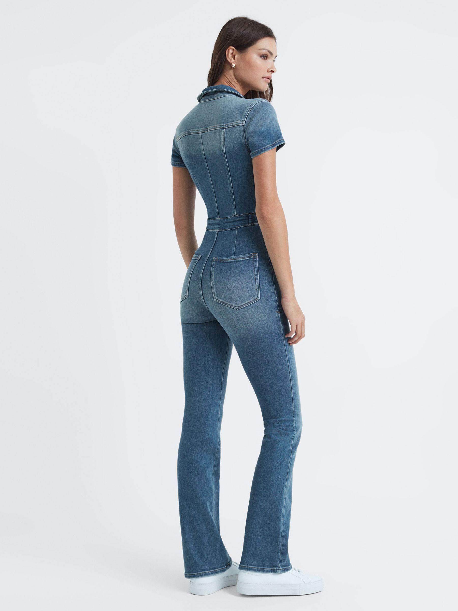 Good American Denim Bootcut Jumpsuit in Blue Product Image