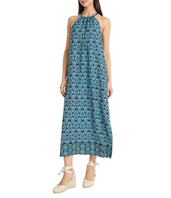 The Good Journey Halter Tie Neck Printed Crepe De Chine Maxi Dress Product Image