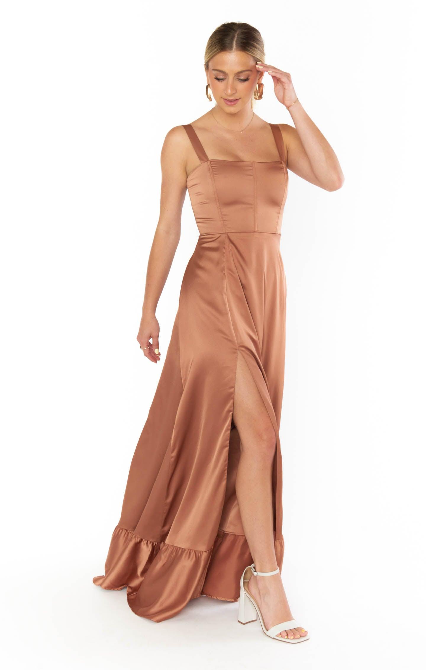 Clarissa Corset Dress ~ Copper Luxe Satin Product Image