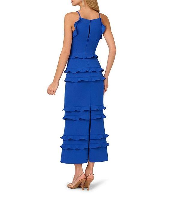 Adrianna by Adrianna Papell Square Neck Sleeveless Flounce Trim Column Gown Product Image