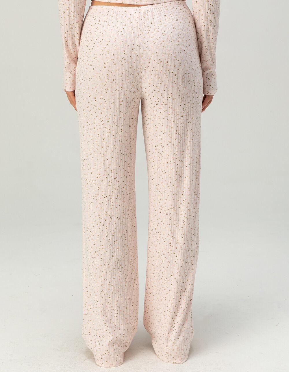 FULL TILT Pointelle Floral Pajama Pants - BLUE COMBO Product Image