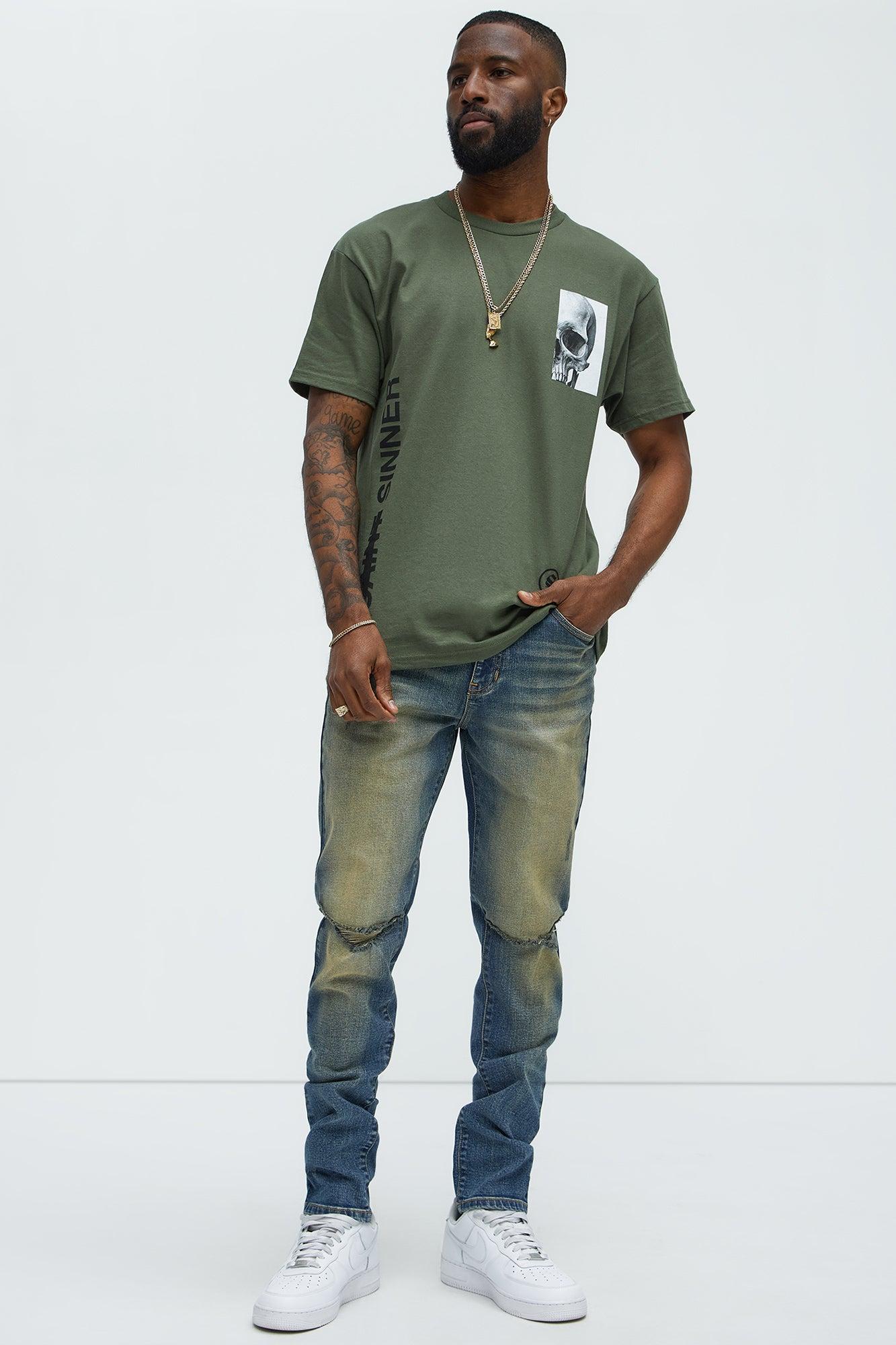 Straight Forward Ripped Skinny Jeans - Vintage Blue Wash Product Image