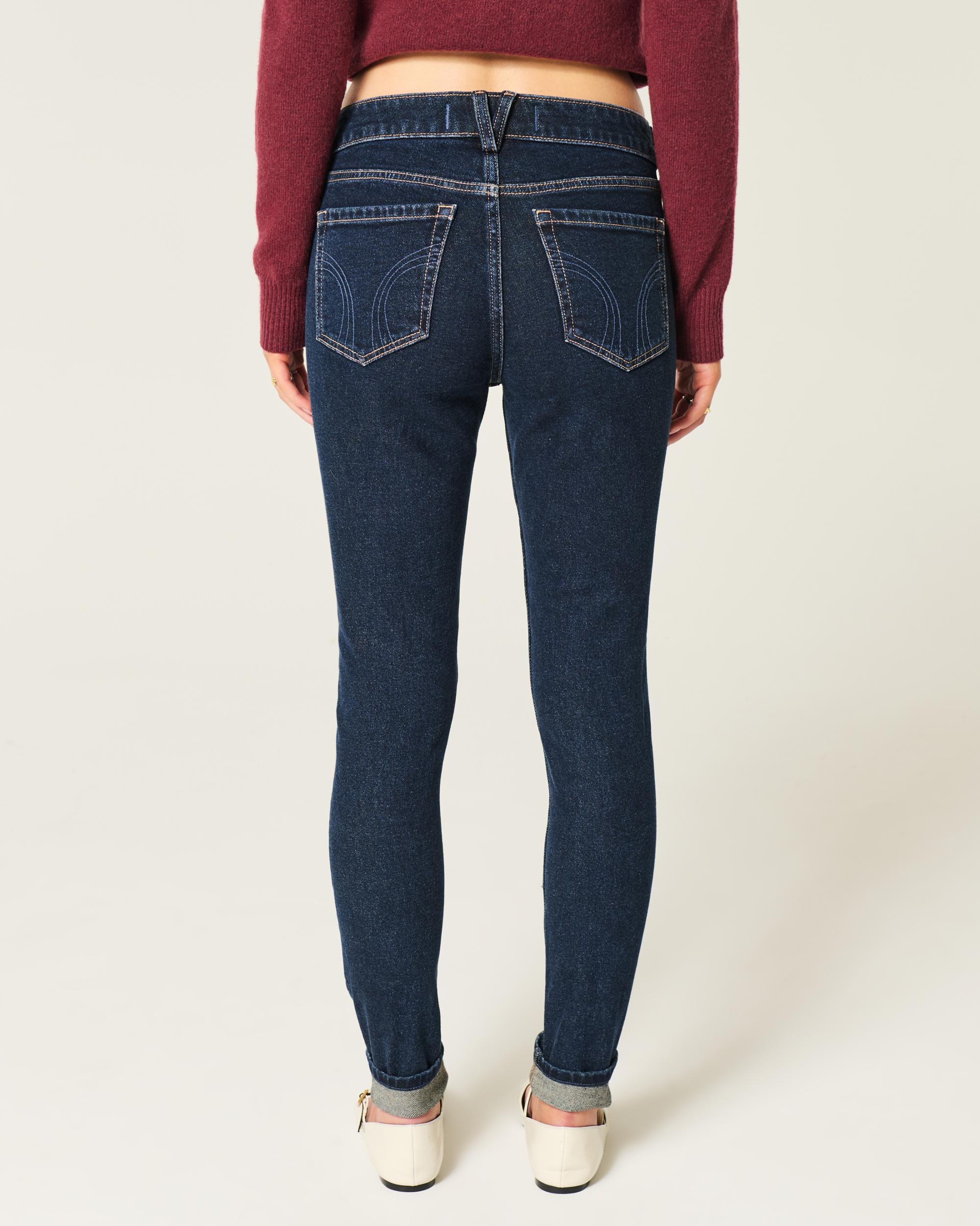 Mid-Rise Dark Wash Skinny Jeans Product Image