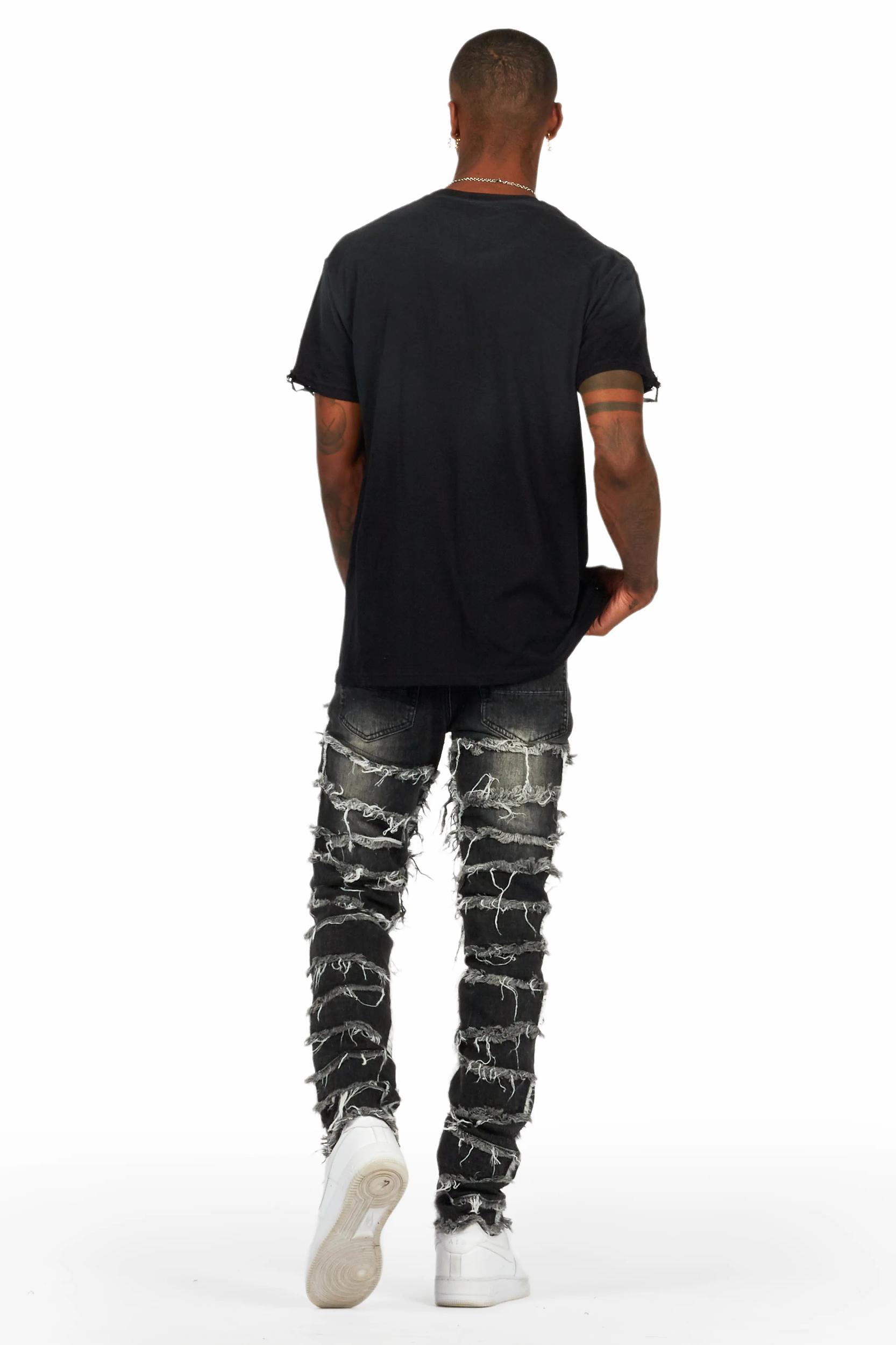 Ummar Black Oversized Graphic T-Shirt Male Product Image