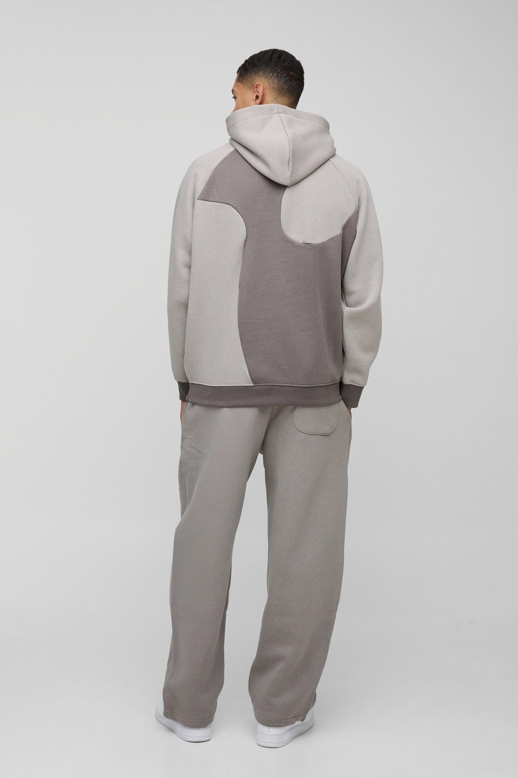 Oversized Man Curved Colour Block Hoodie | boohooMAN USA Product Image