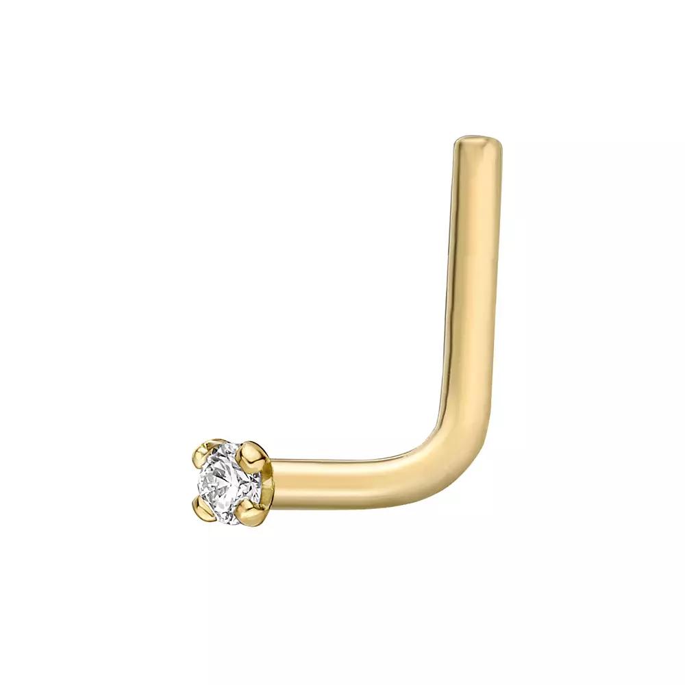 Lila Moon 14k Gold Diamond Accent L-Shape Nose Stud, Women's Product Image