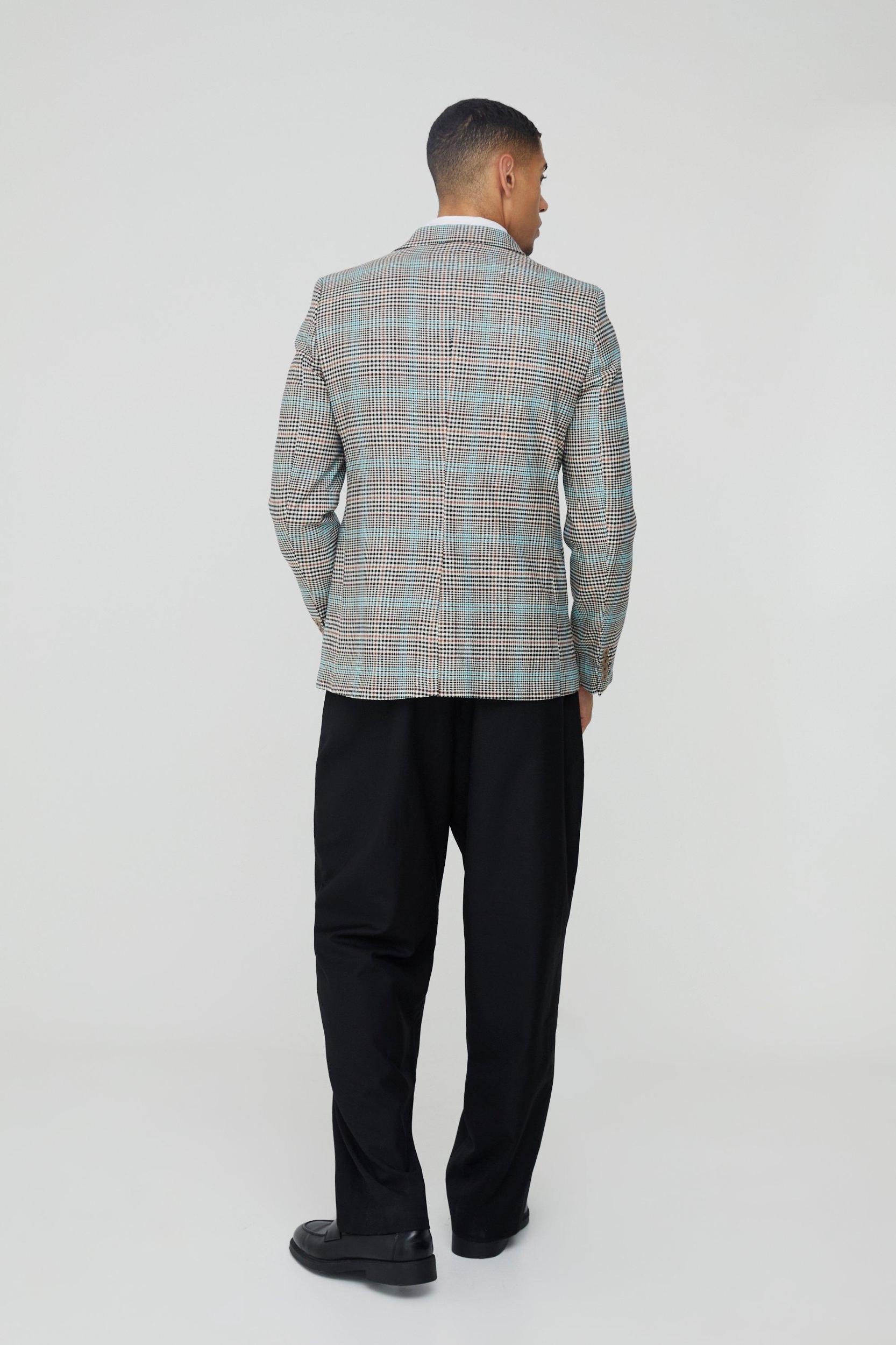 Slim Single Breasted Plaid Suit Jacket | boohooMAN USA Product Image