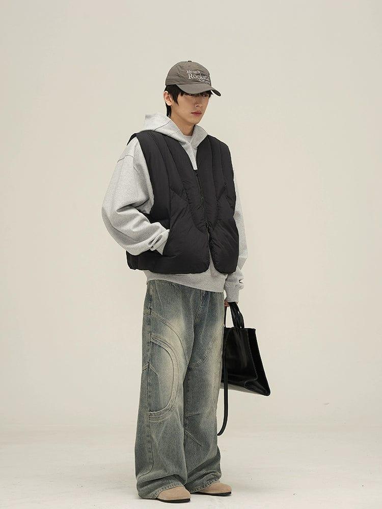 RT No. 10806 DECONSTRUCTED BLUE DENIM STRAIGHT JEANS Product Image