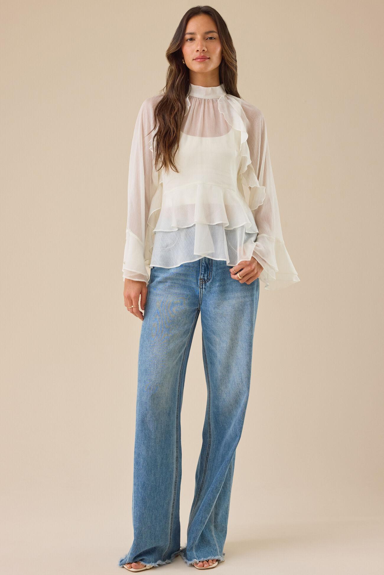 Heather Sheer Ruffle Top Product Image